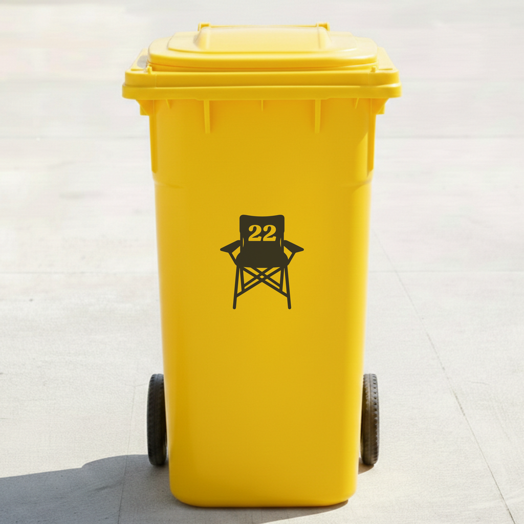 Camping Chair Bin Decal Sticker with Personalised House Number