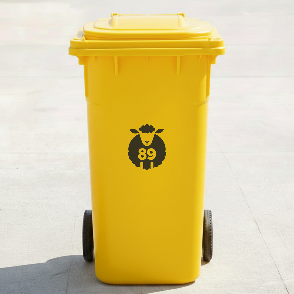 Sheep Bin Decal Sticker with Personalised House Number
