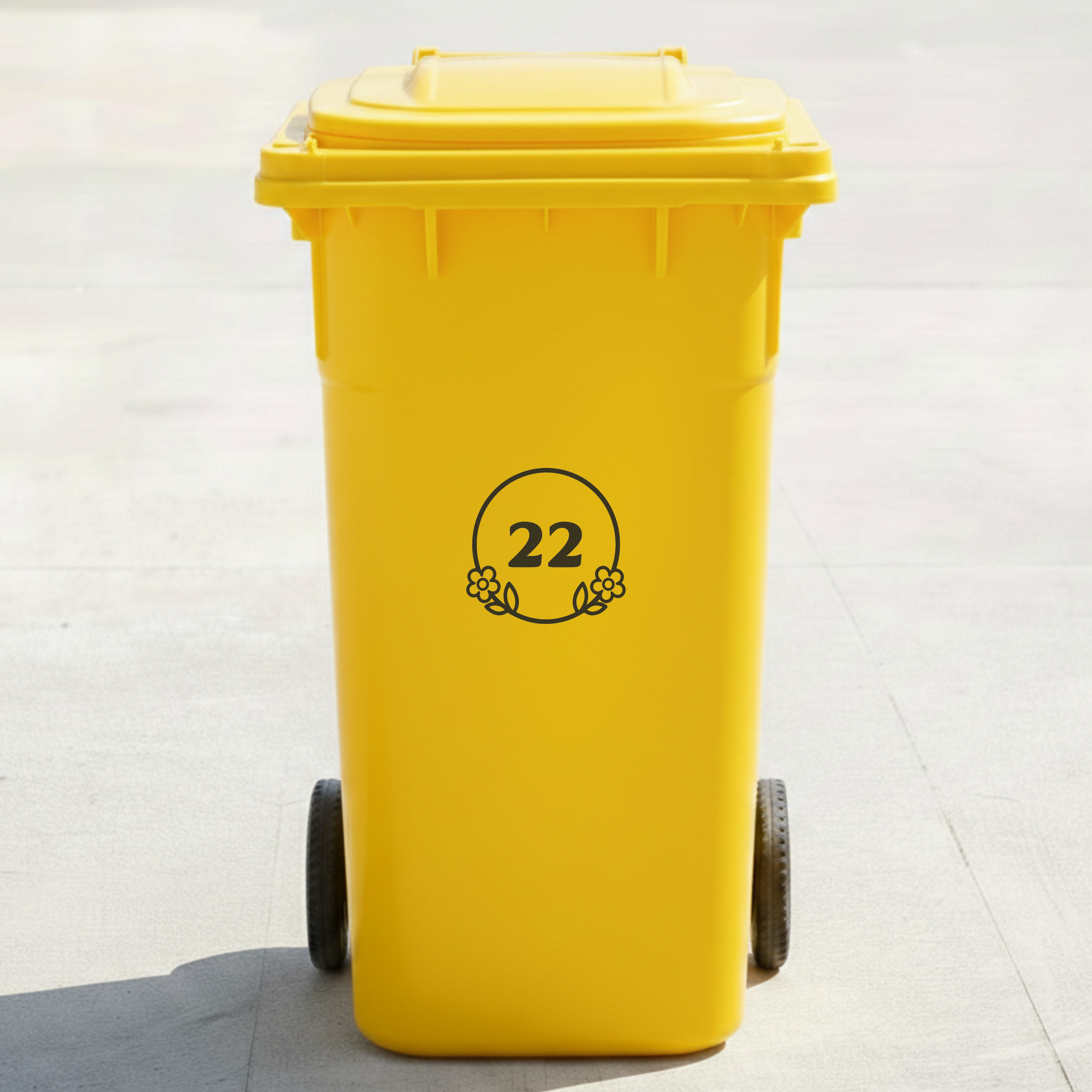 Floral Frame Bin Decal Sticker with Personalised House Number