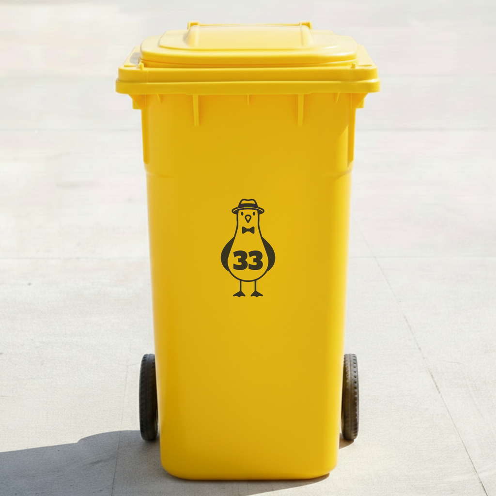Seagull Bin Decal Sticker with Personalised House Number