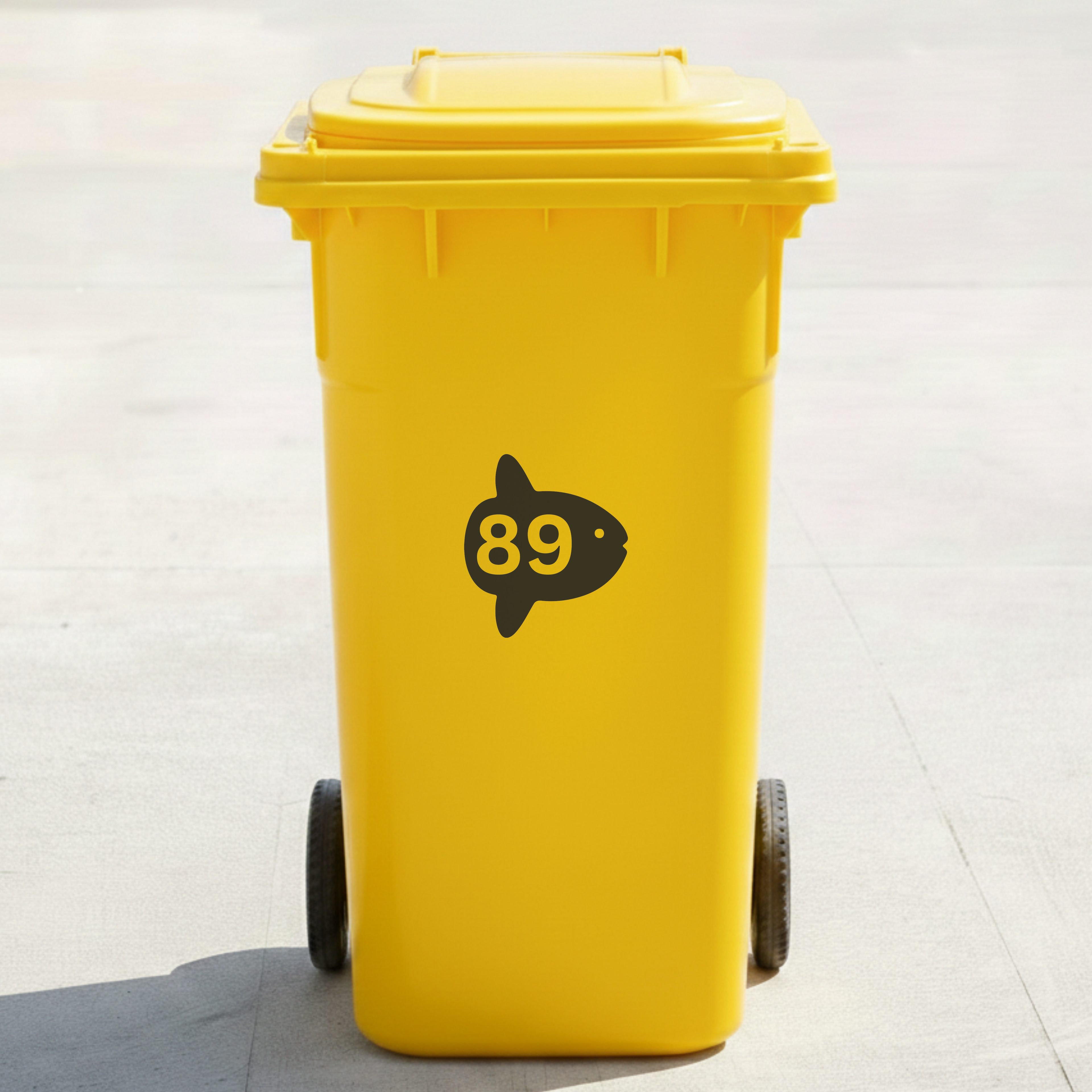 Ocean Sunfish (Mola Mola) Bin Decal Sticker with Personalised House Number