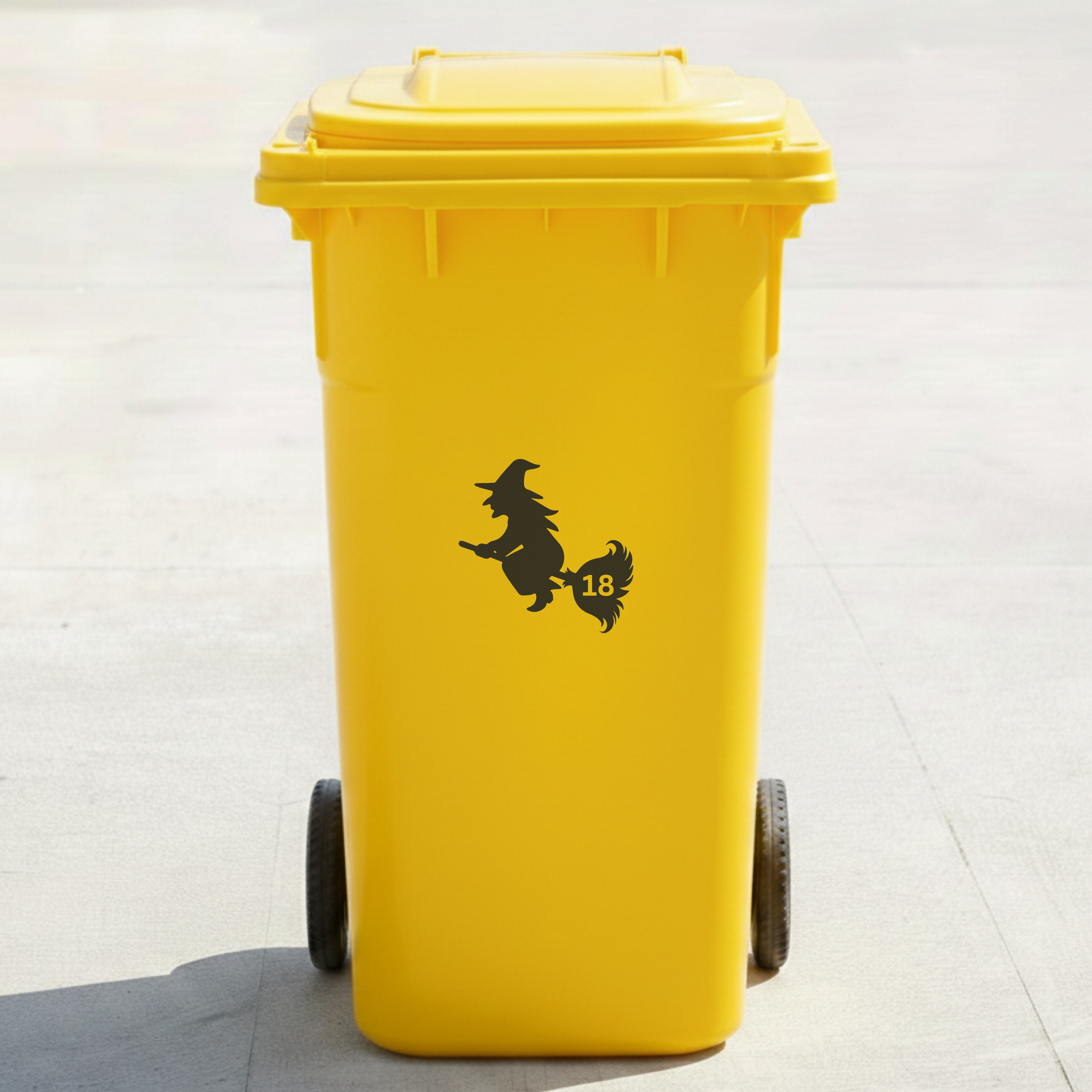 Witch Bin Decal Sticker with Personalised House Number