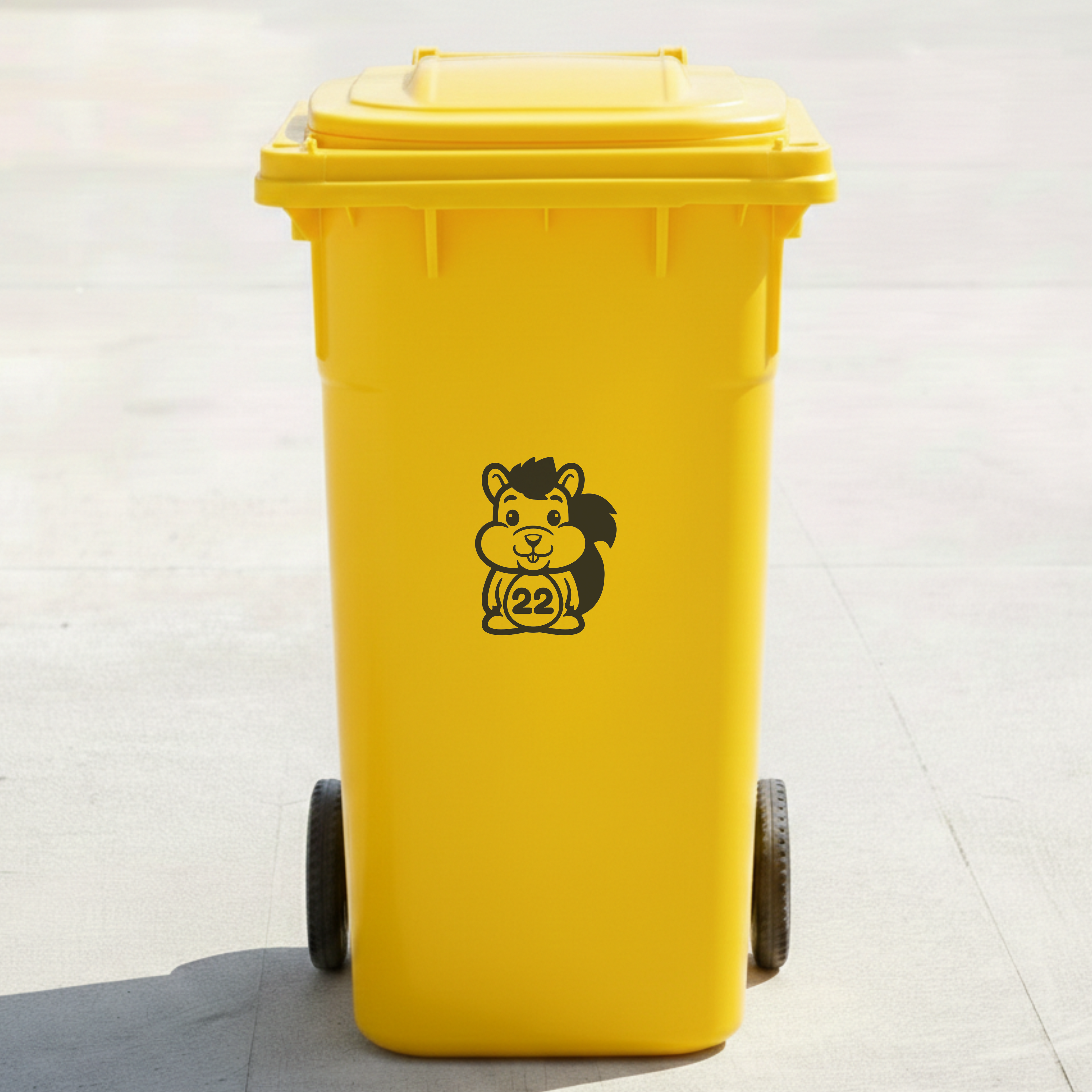 Squirrel Bin Decal Sticker with Personalised House Number
