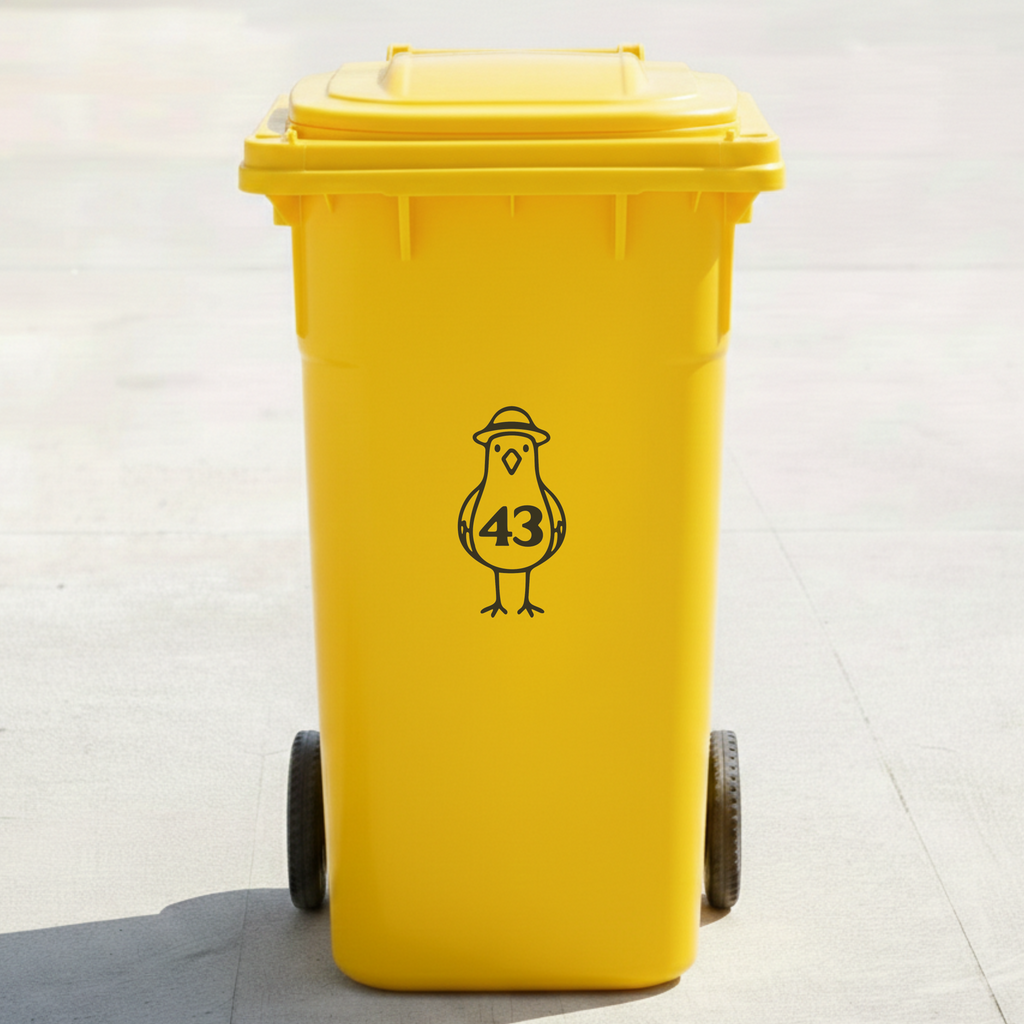 Seagull Bin Decal Sticker with Personalised House Number