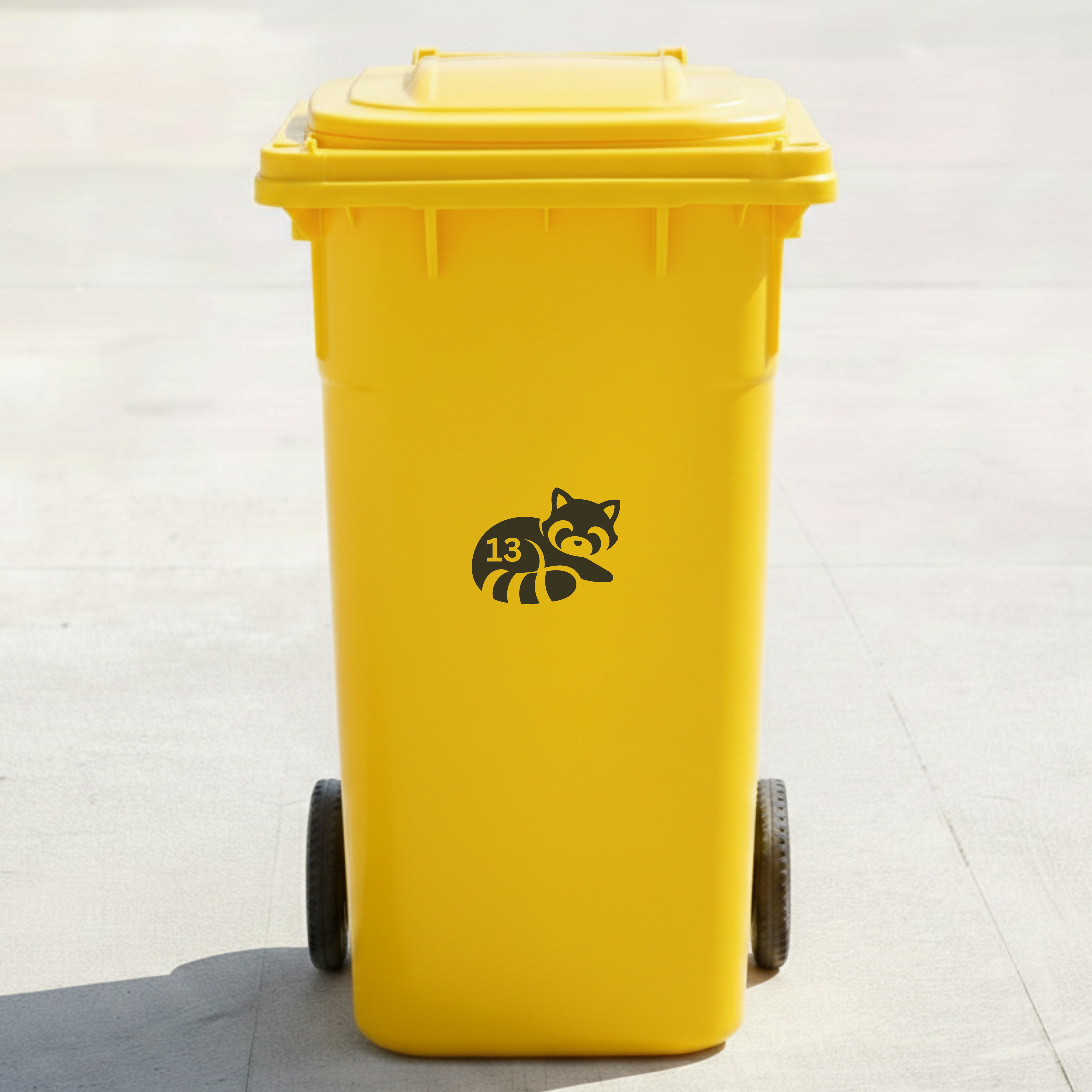 Red Panda Bin Decal Sticker with Personalised House Number