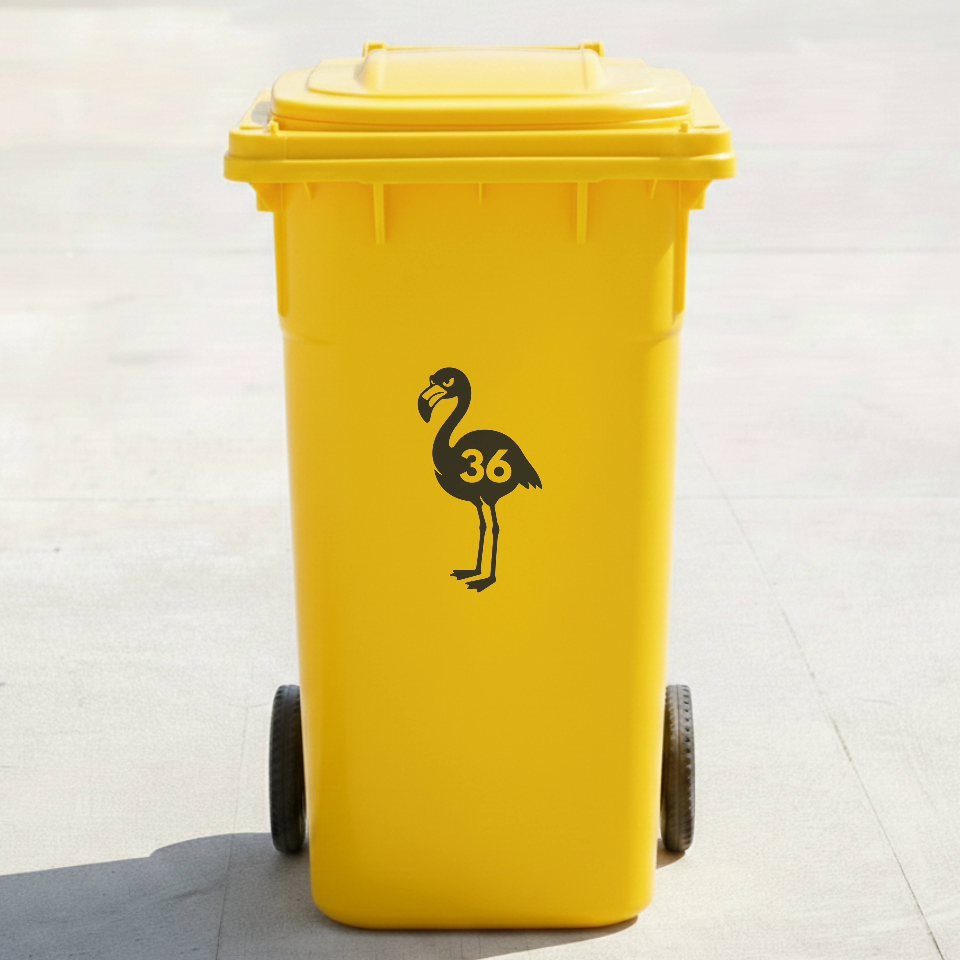 Flamingo Bin Decal Sticker with Personalised House Number