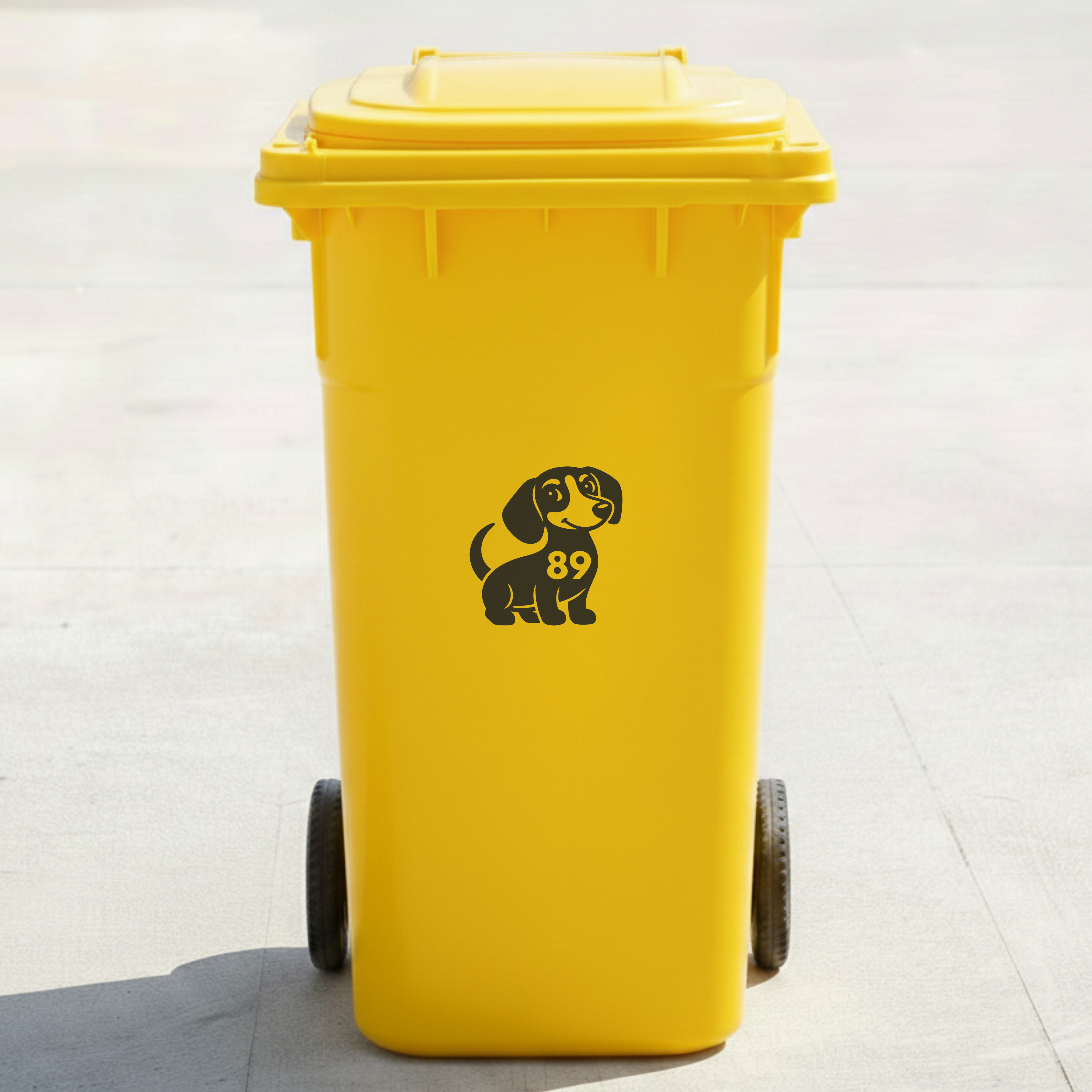 Dachshund Dog Bin Decal Sticker with Personalised House Number