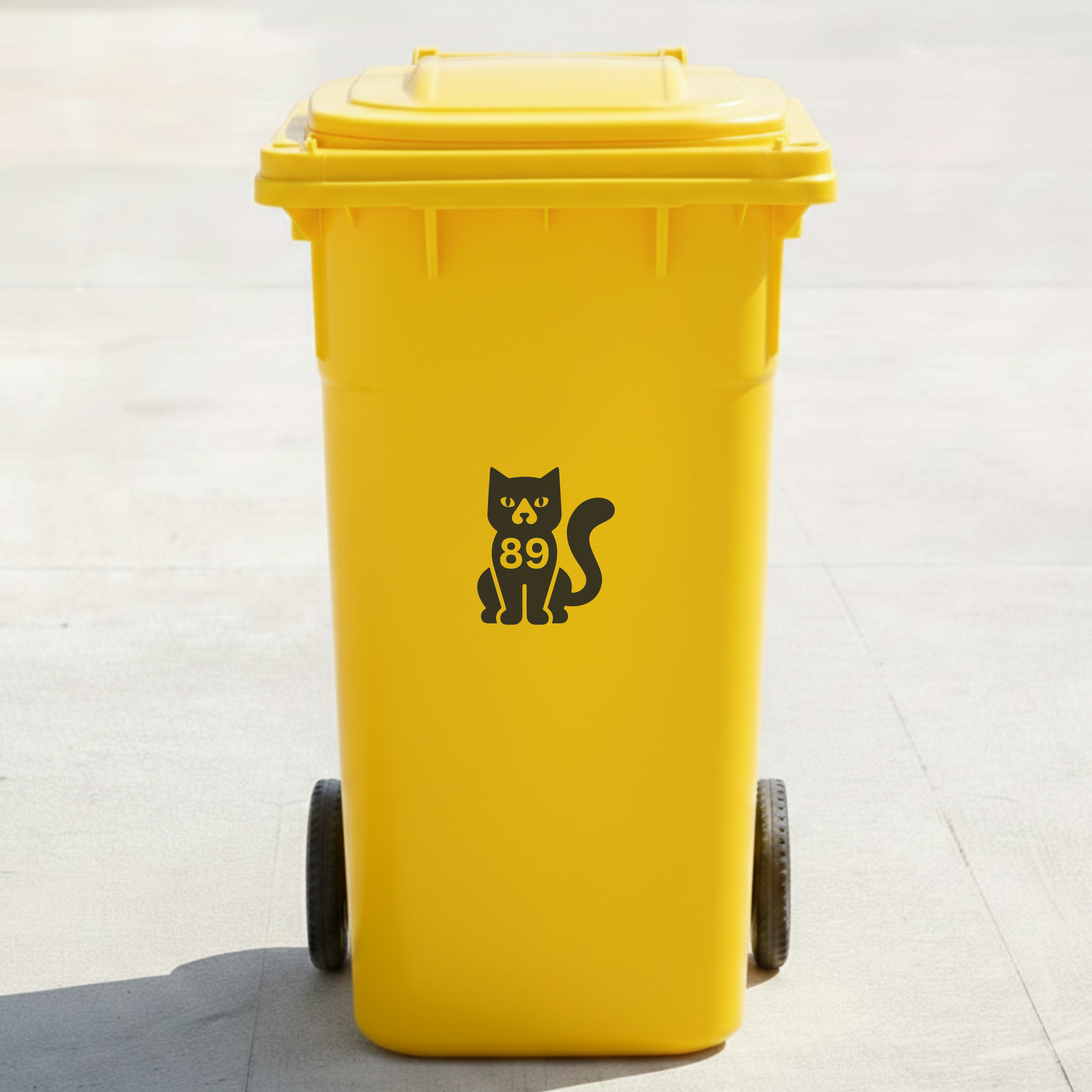 Cat Bin Decal Sticker with Personalised House Number