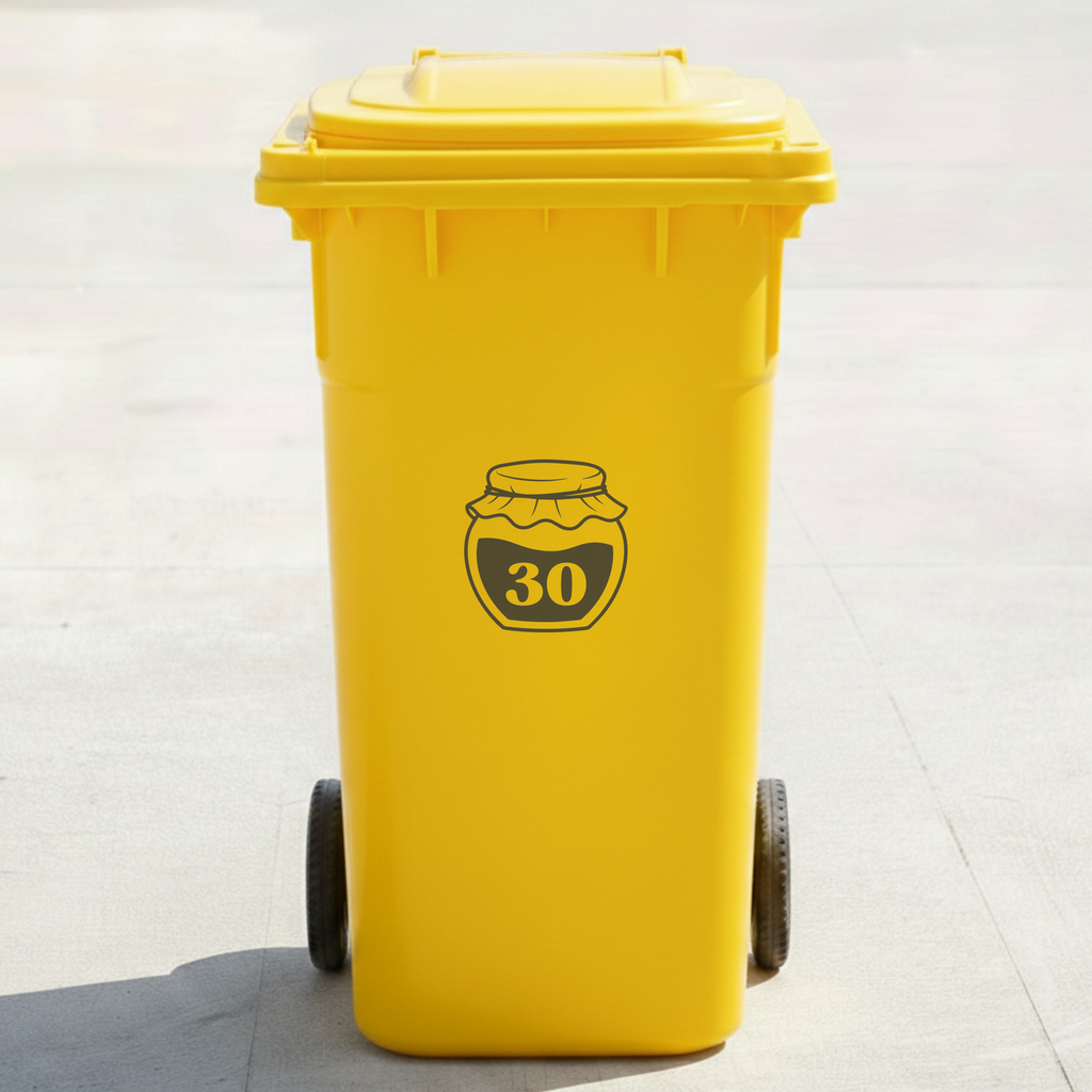 Honey Jar Bin Decal Sticker with Personalised House Number
