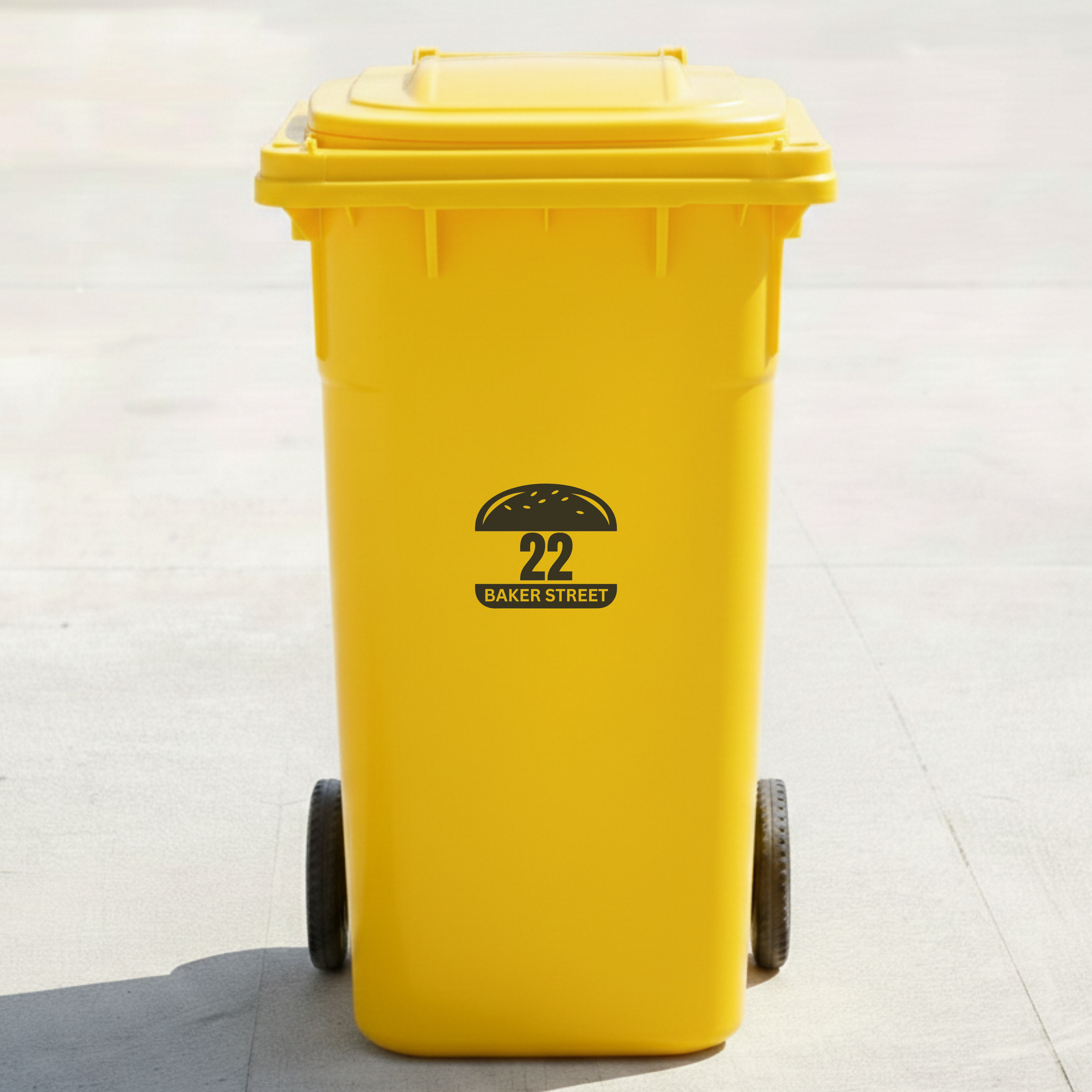 Hamburger Bin Decal Sticker with Personalised House Number & Street Name