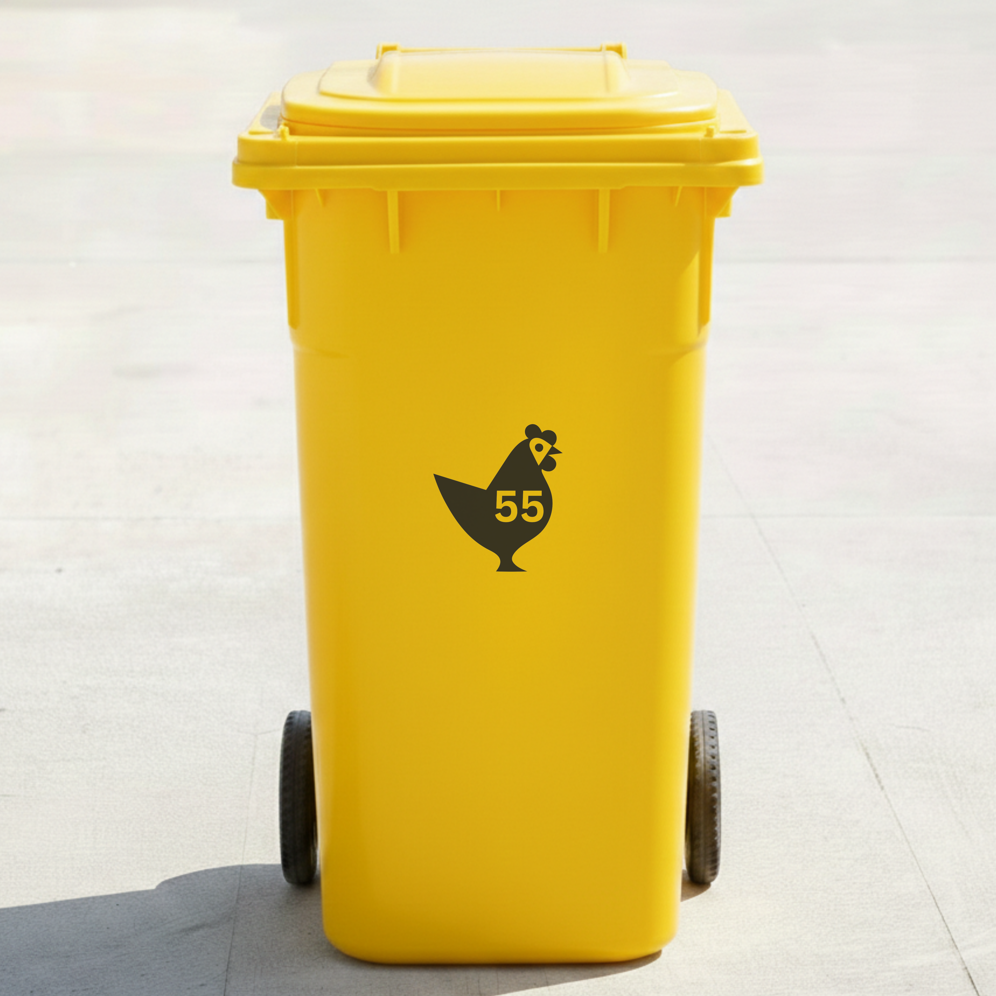 Chicken Bin Decal Sticker with Personalised House Number