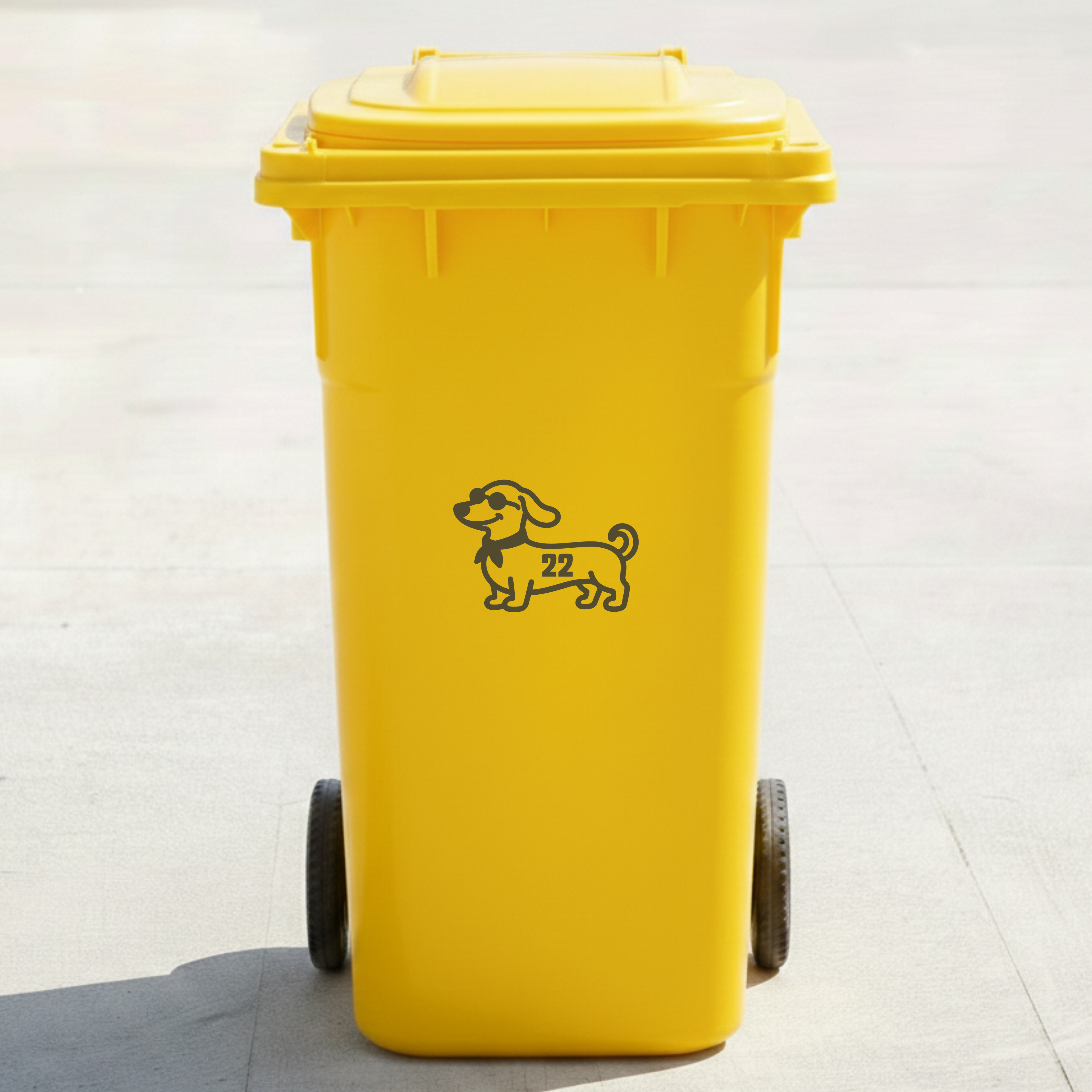 Dachshund Dog Bin Decal Sticker with Personalised House Number