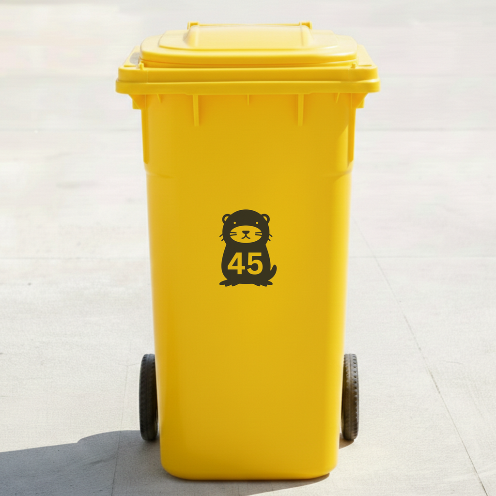 Otter Bin Decal Sticker with Personalised House Number