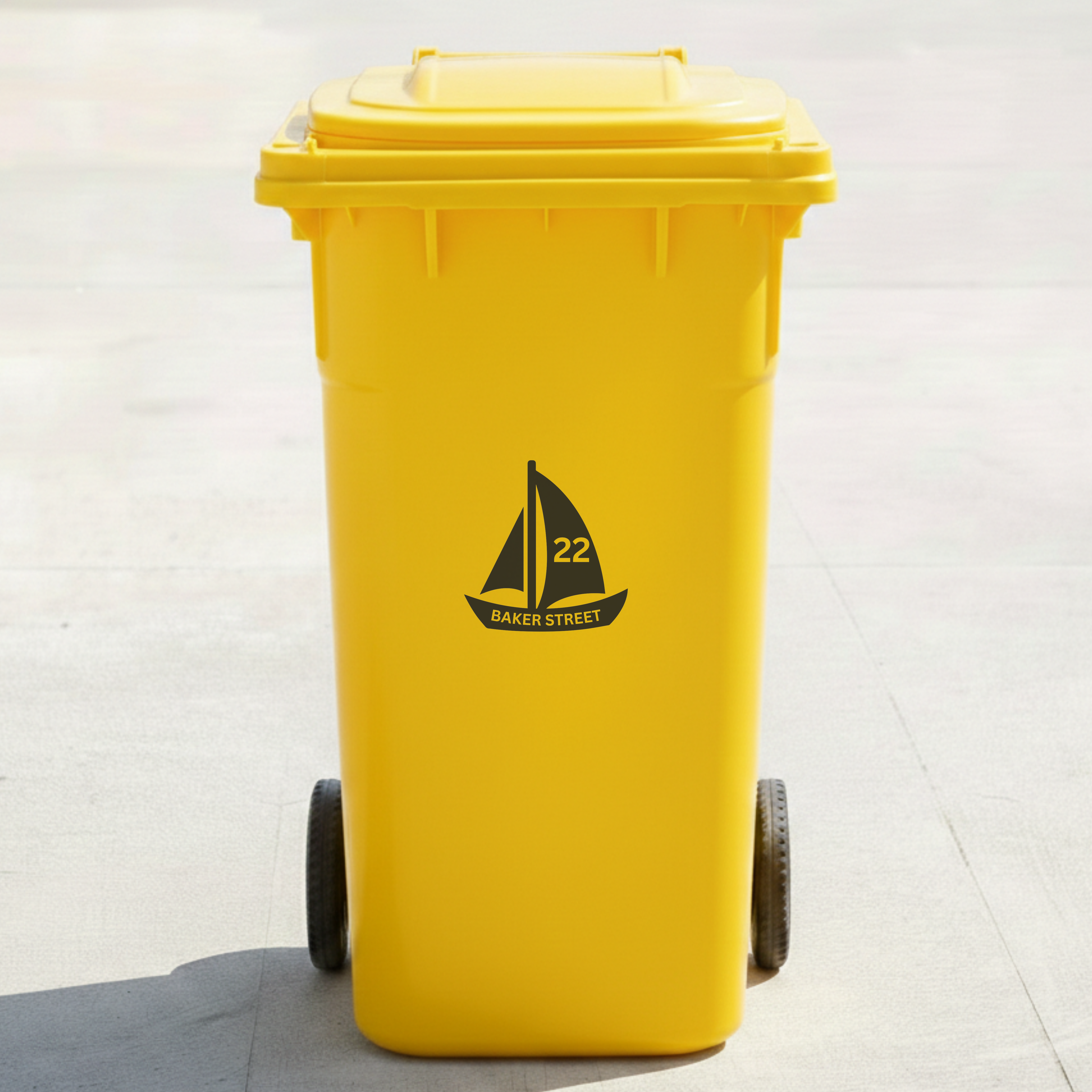 Sailboat Bin Decal Sticker with Personalised House Number & Street Name