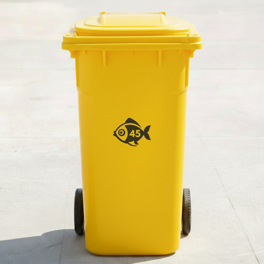 Fish Bin Decal Sticker with Personalised House Number