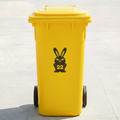 Angry Rabbit Bin Decal Sticker with Personalised House Number