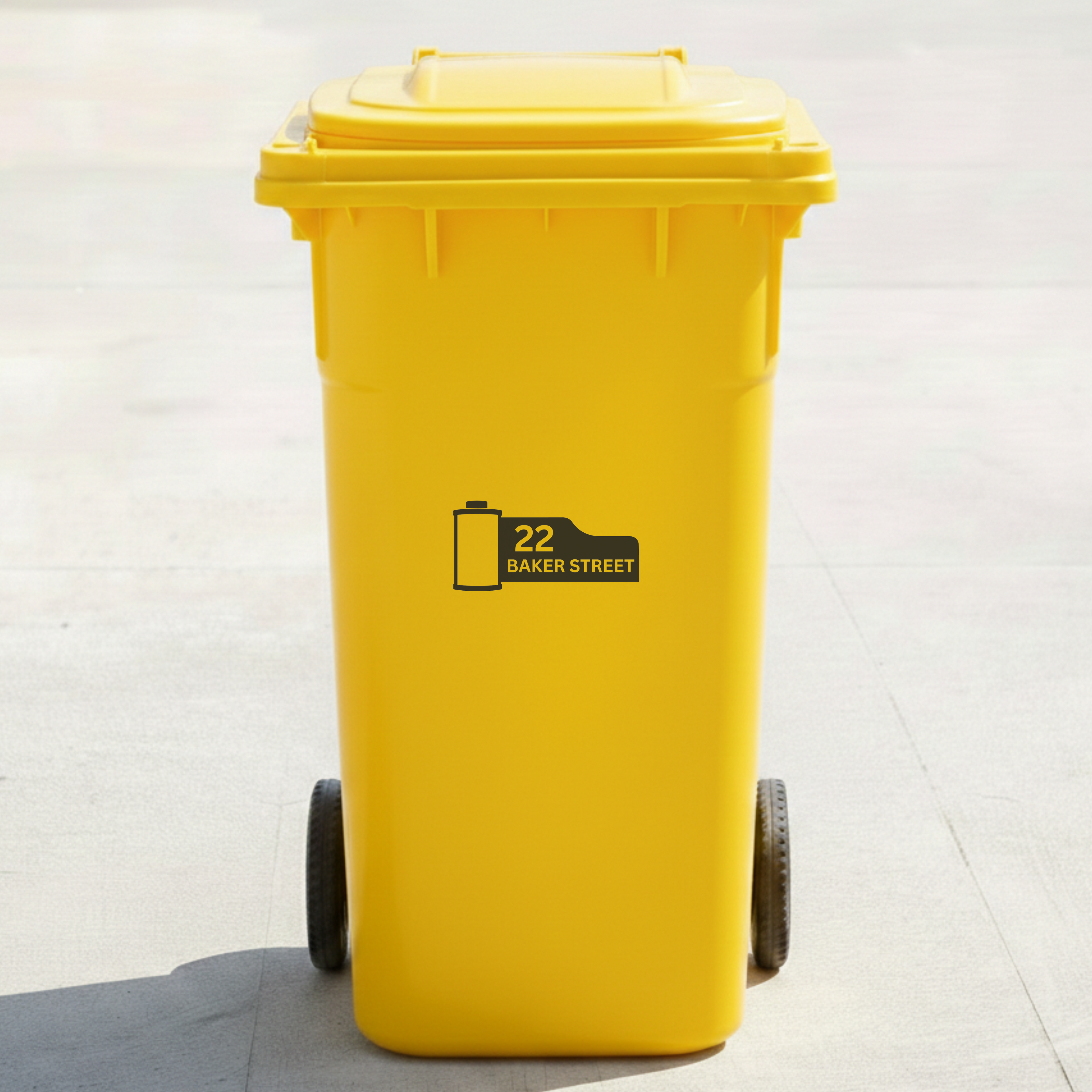 Film Canister Bin Decal Sticker with Personalised House Number & Street Name
