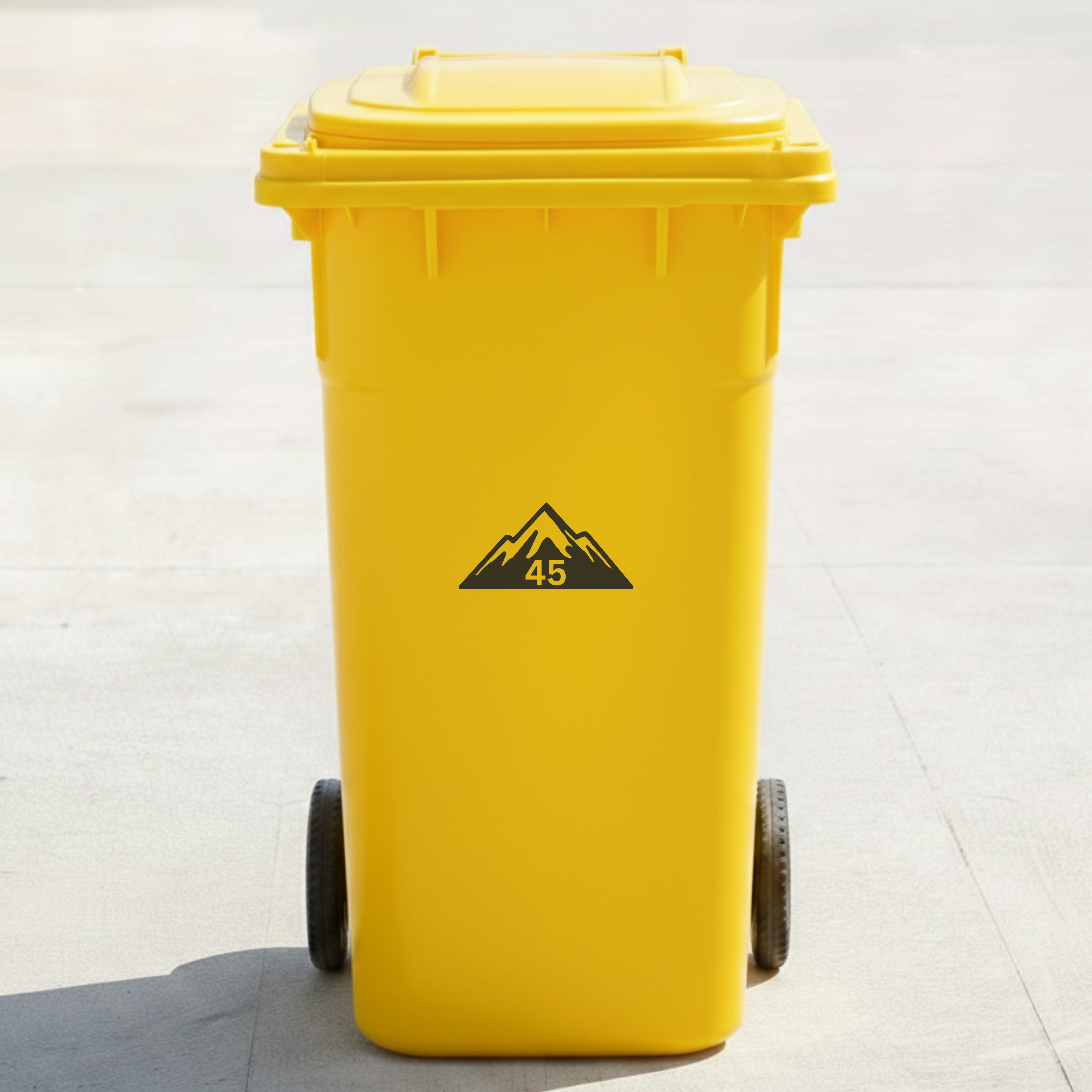Mountain Adventure Bin Decal Sticker with Personalised House Number