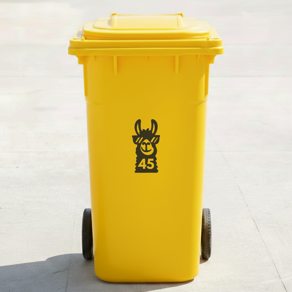Llama Bin Decal Sticker with Personalised House Number