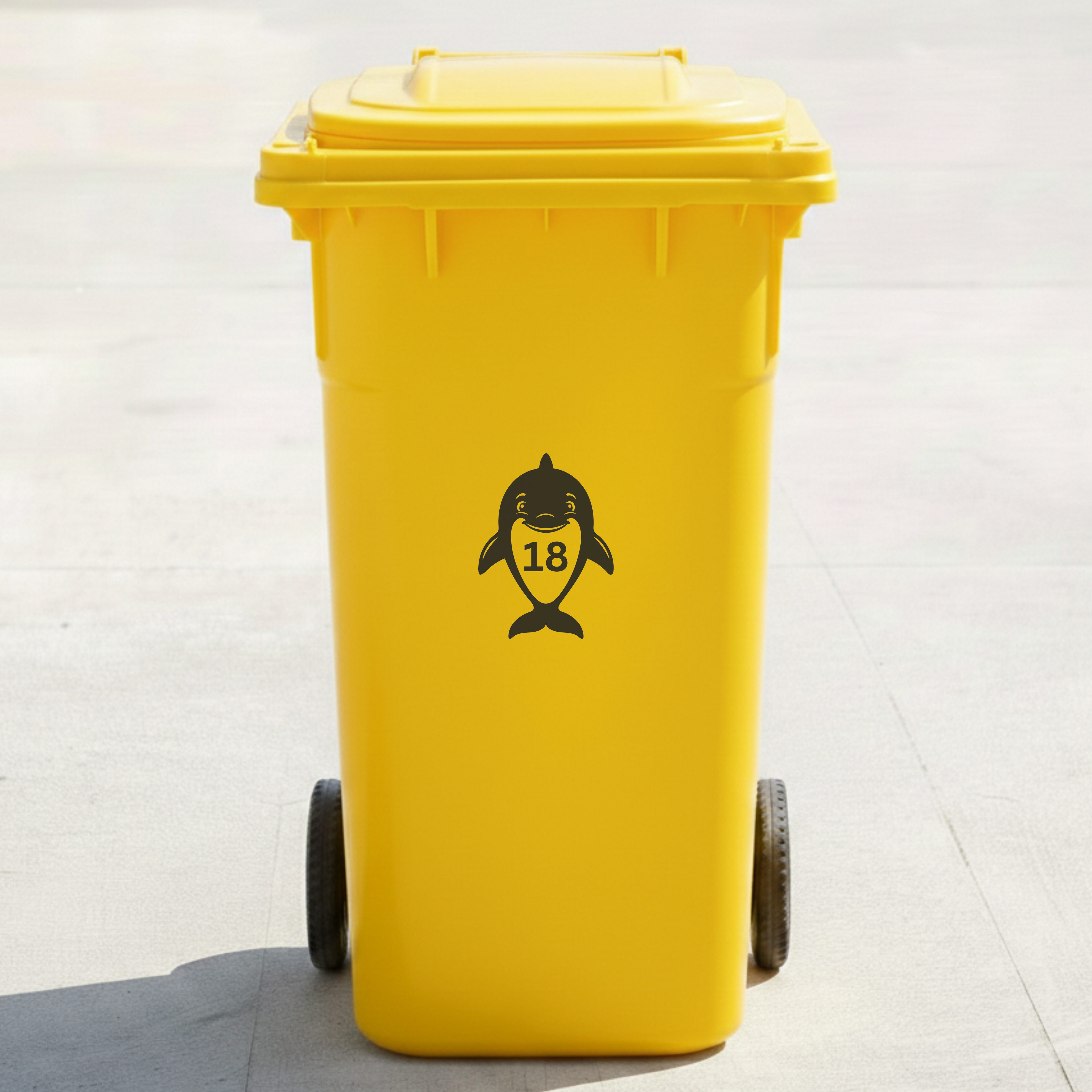 Dolphin Bin Decal Sticker with Personalised House Number