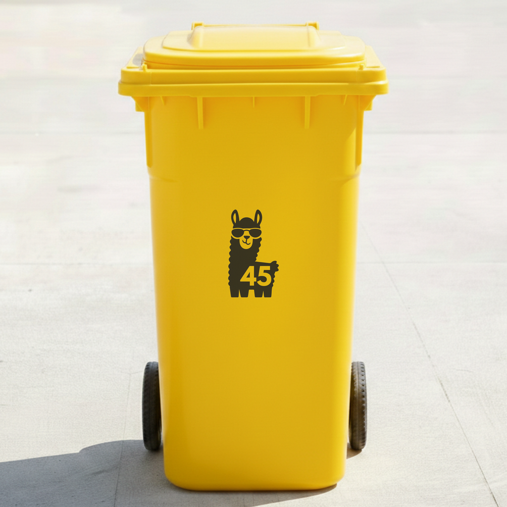Llama Bin Decal Sticker with Personalised House Number