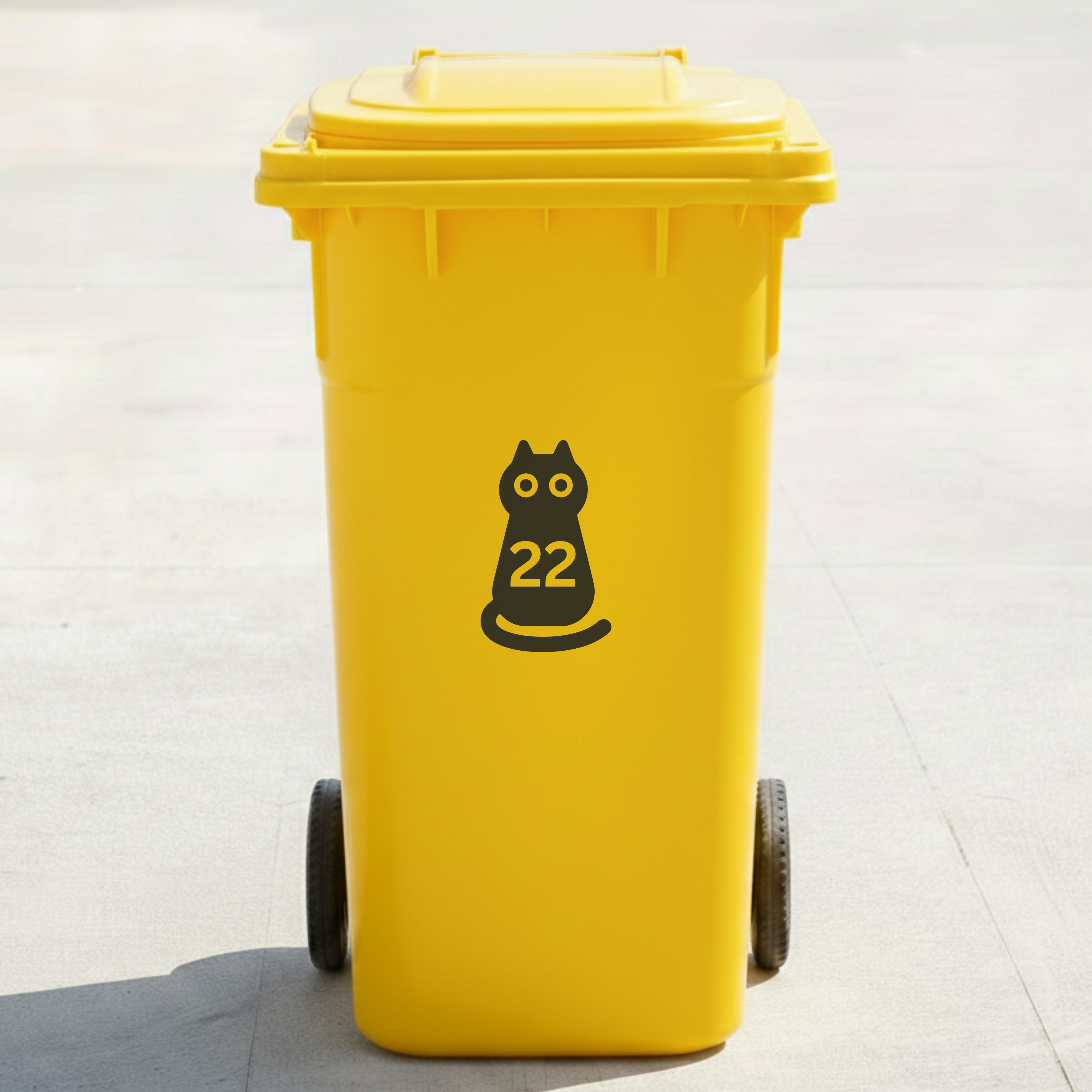 Black Cat Bin Decal Sticker with Personalised House Number