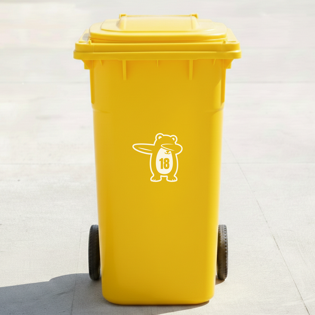 Bear Bin Decal Sticker with Personalised House Number