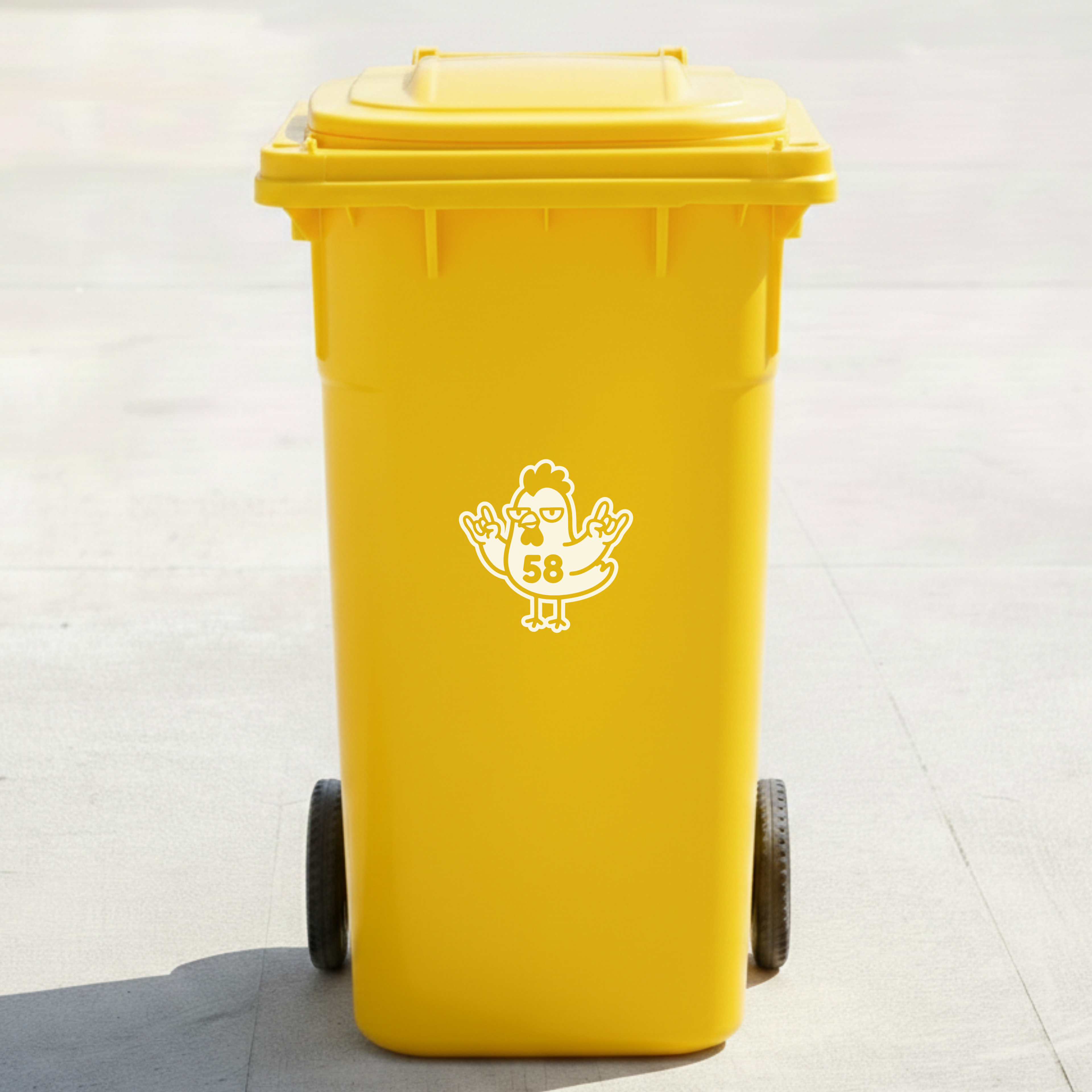 Rock & Roll Chicken Bin Decal Sticker with Personalised House Number