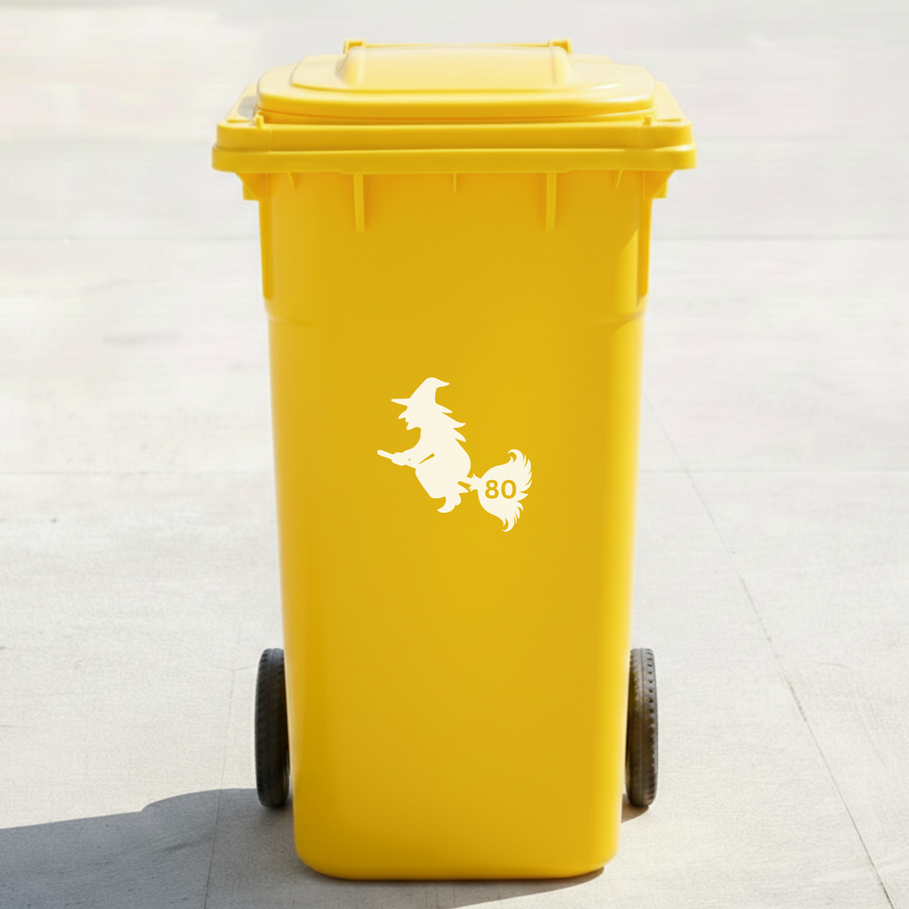 Witch Bin Decal Sticker with Personalised House Number