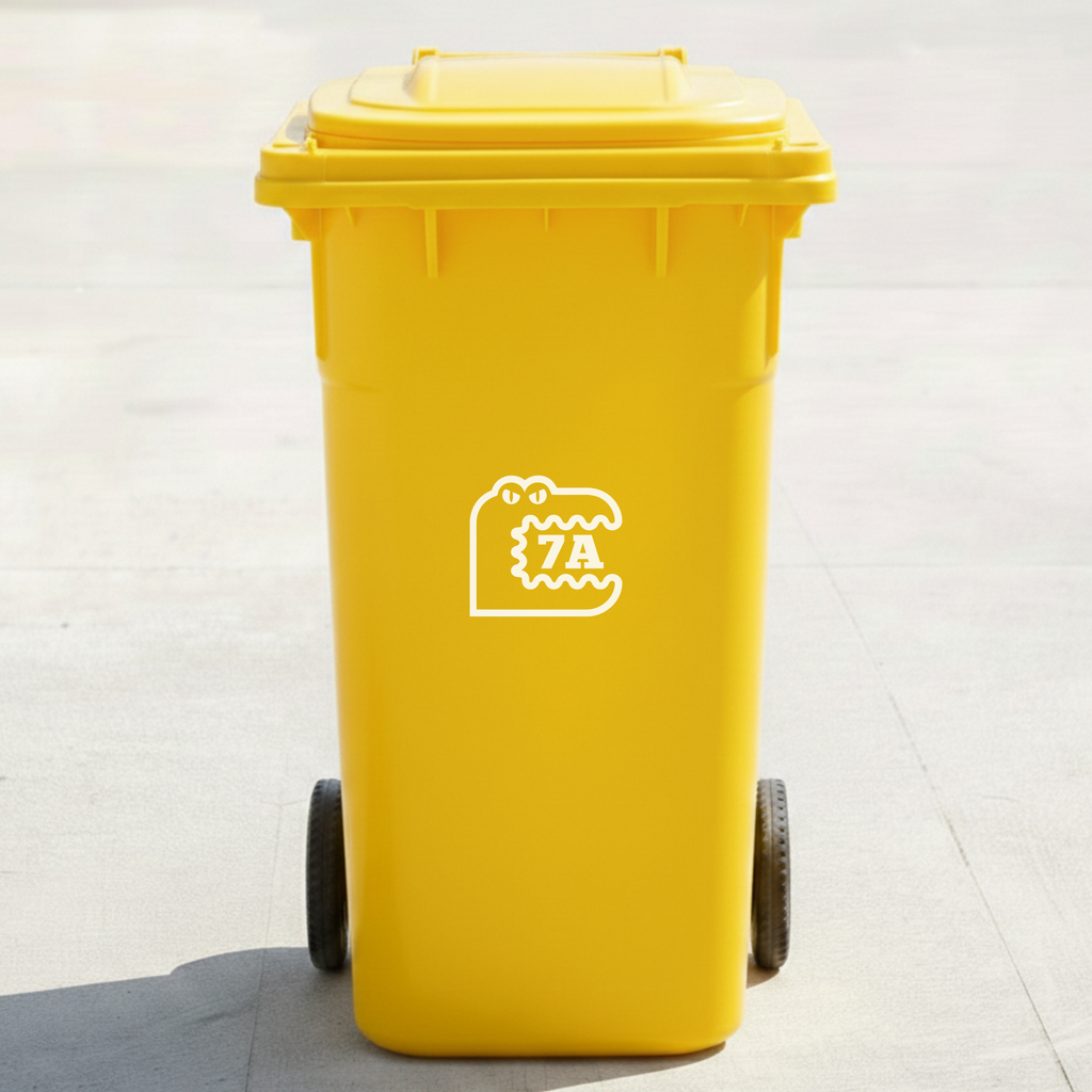 Crocodile Bin Decal Sticker with Personalised House Number