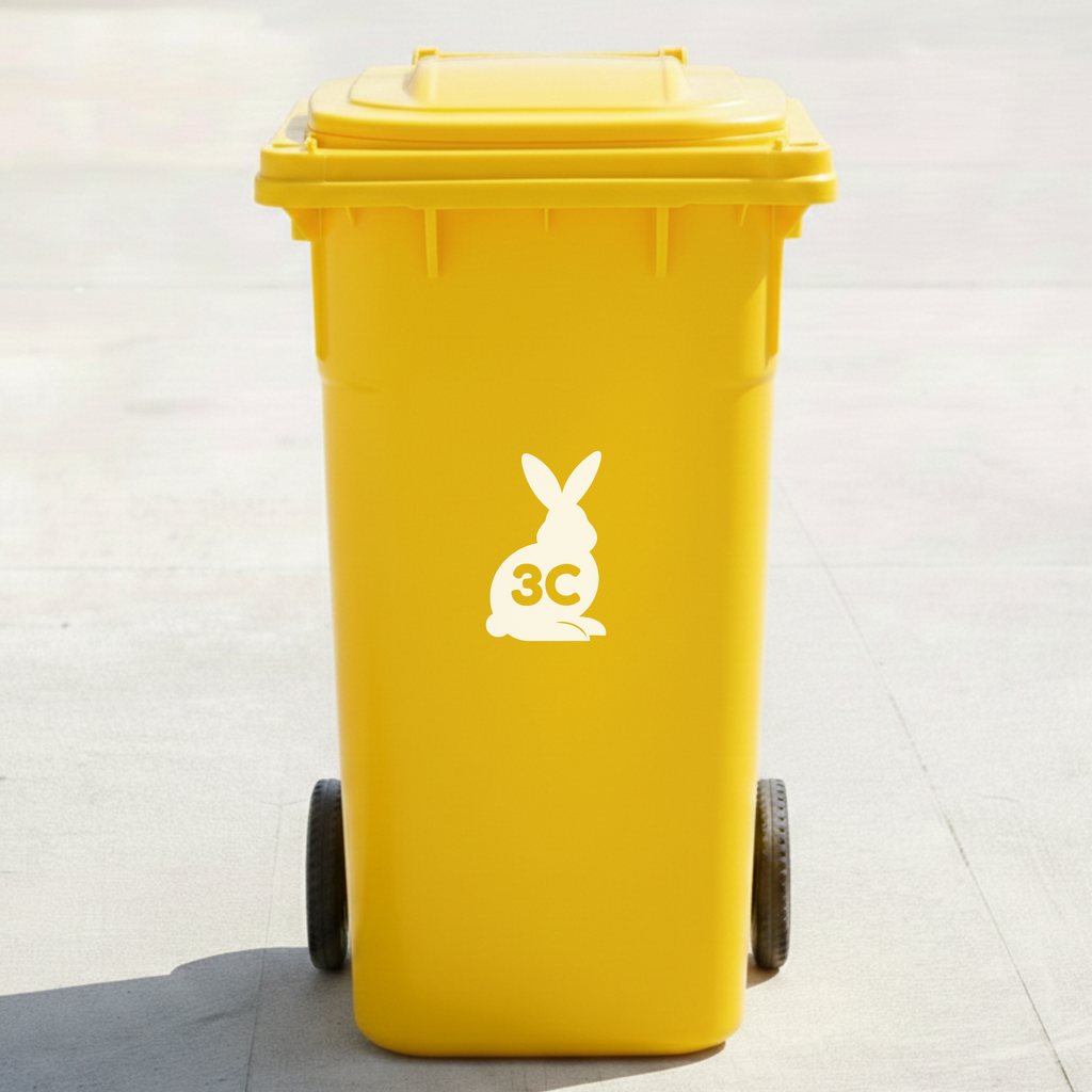 Rabbit Bin Decal Sticker with Personalised House Number