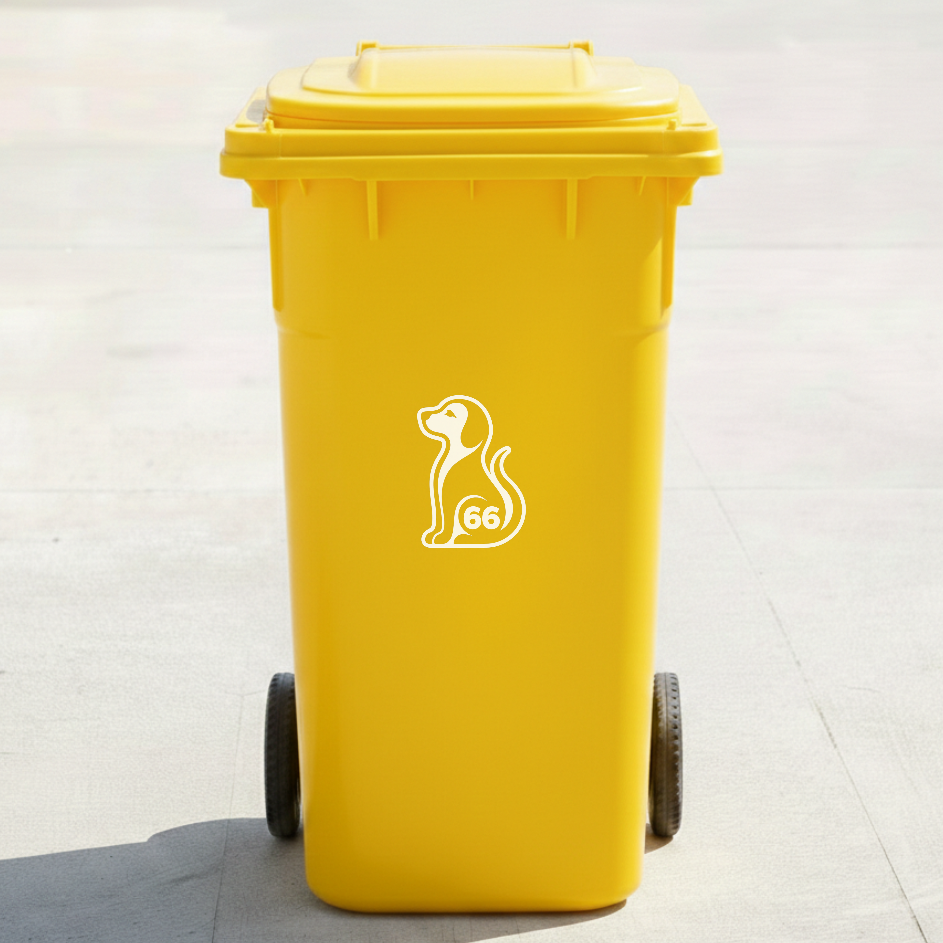 Sitting Dog Bin Decal Sticker with Personalised House Number