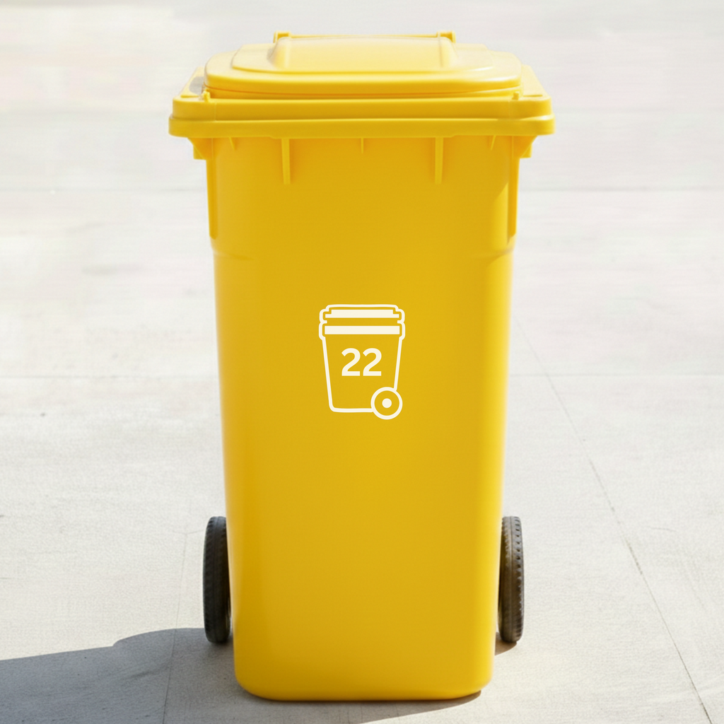 Wheelie Bin Icon Decal Sticker with Personalised House Number