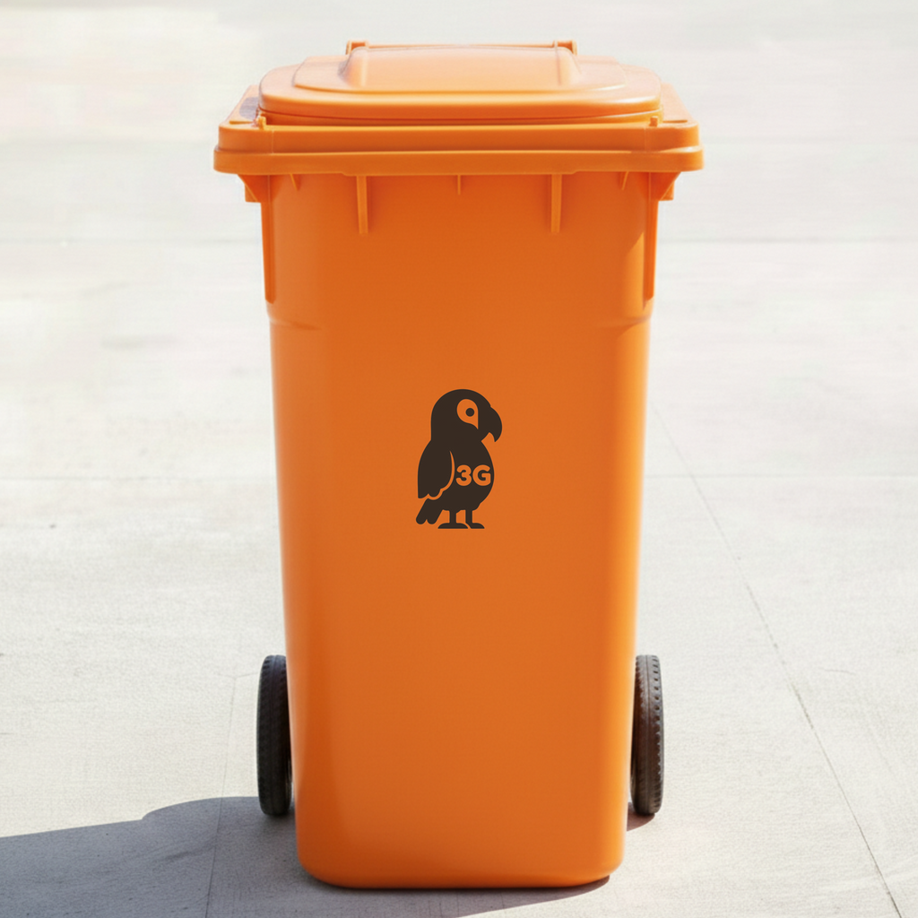 Parrot Bin Decal Sticker with Personalised House Number