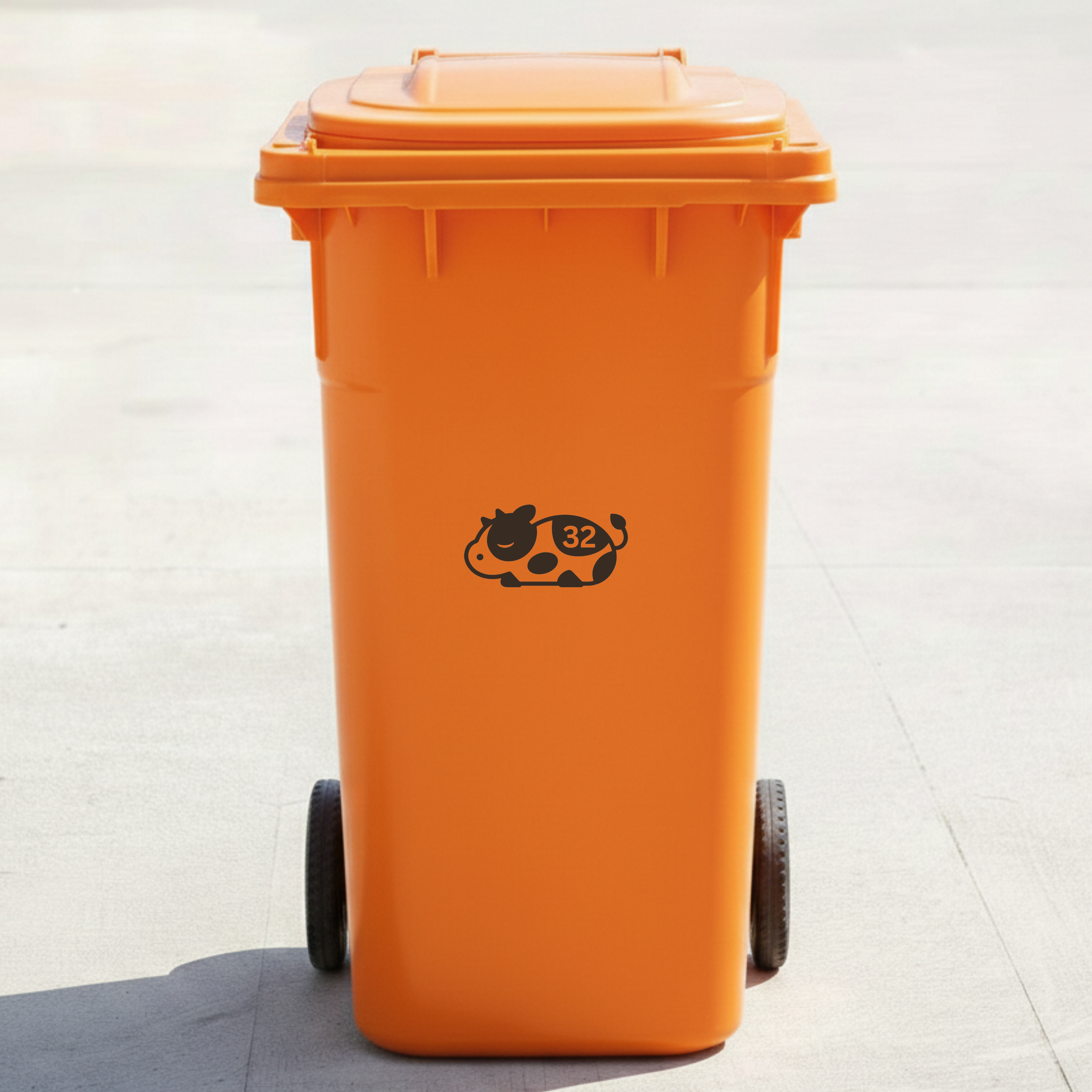 Sleeping Cow Bin Decal Sticker with Personalised House Number