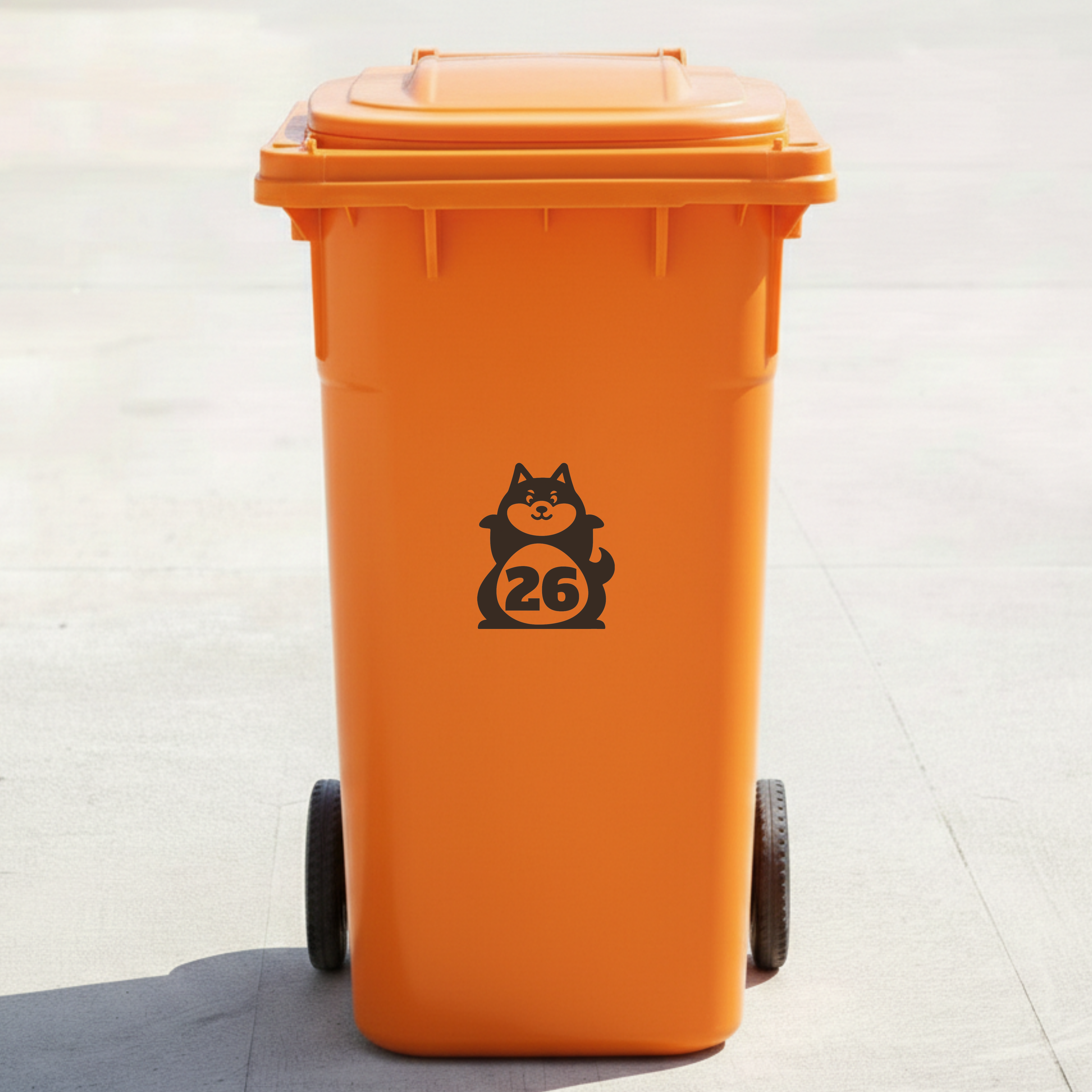 Yoga Shiba Inu Bin Decal Sticker with Personalised House Number
