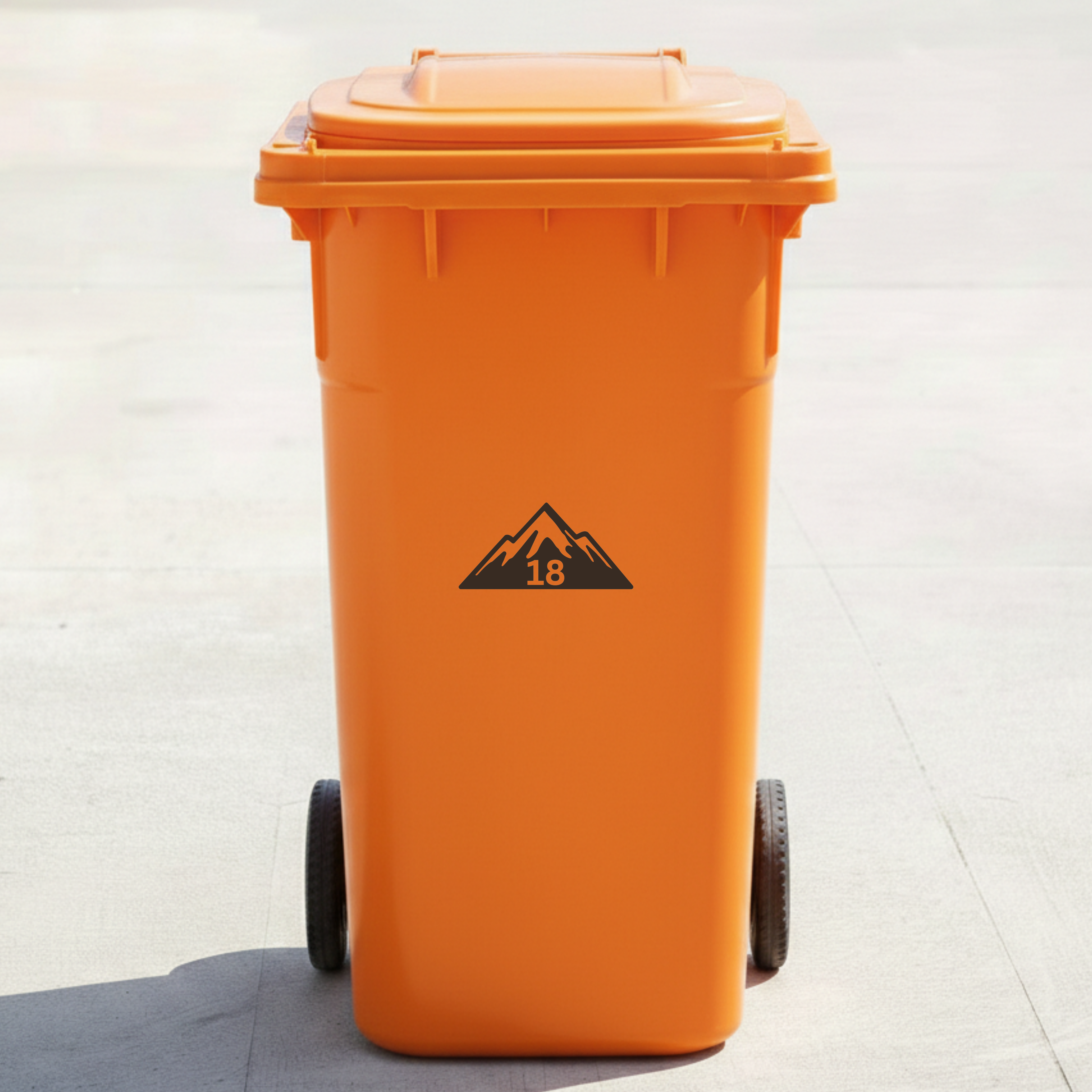 Mountain Adventure Bin Decal Sticker with Personalised House Number