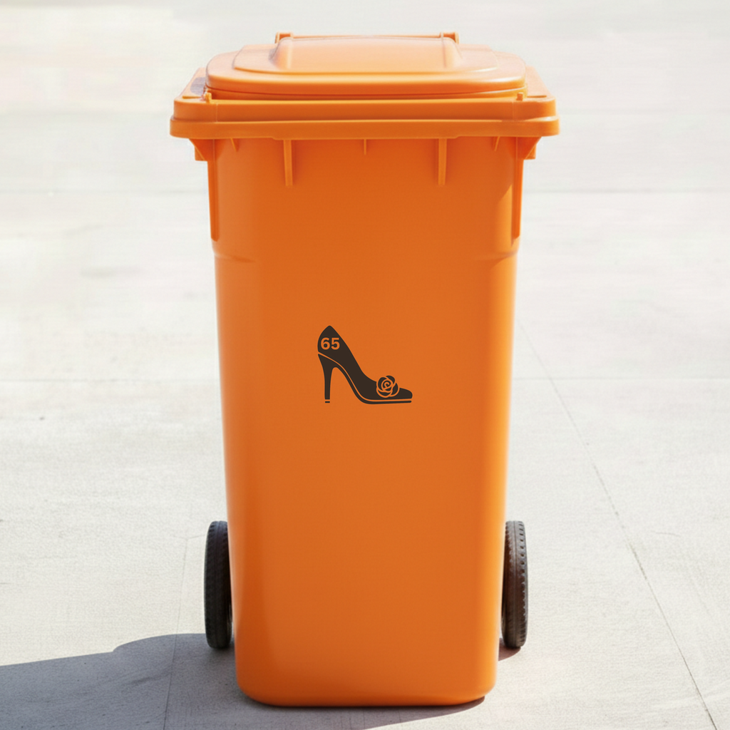 High Heel Bin Decal Sticker with Personalised House Number