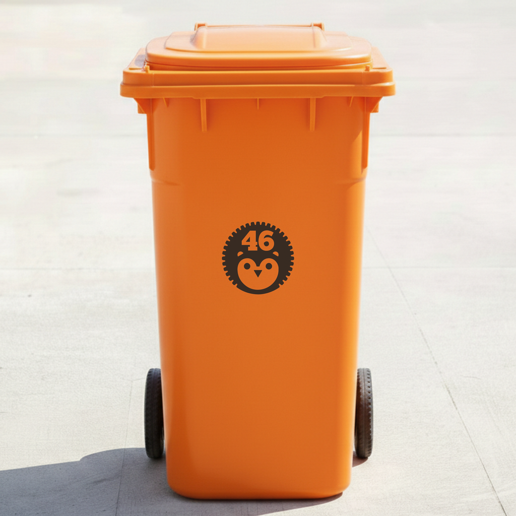 Hedgehog Bin Decal Sticker with Personalised House Number