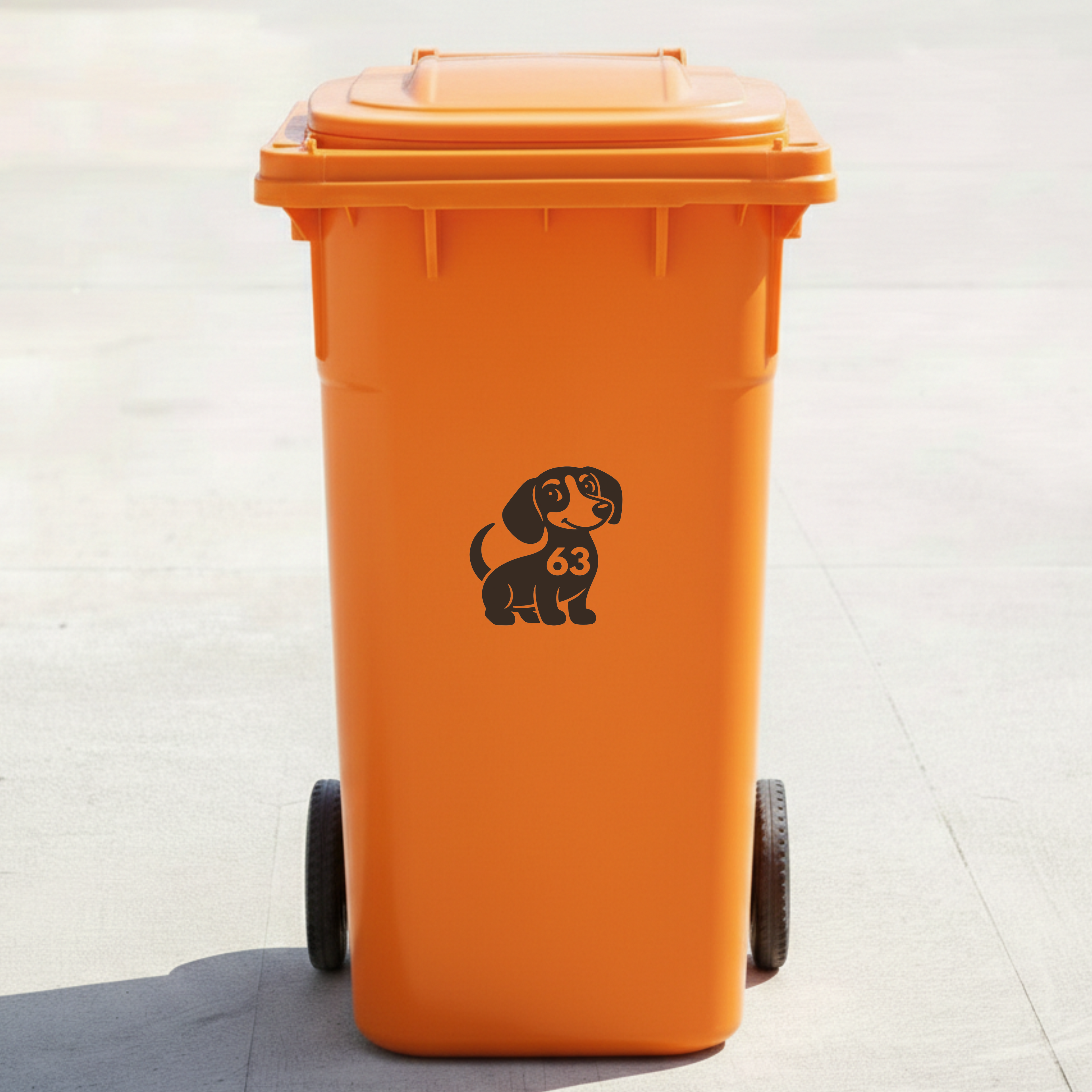 Dachshund Dog Bin Decal Sticker with Personalised House Number