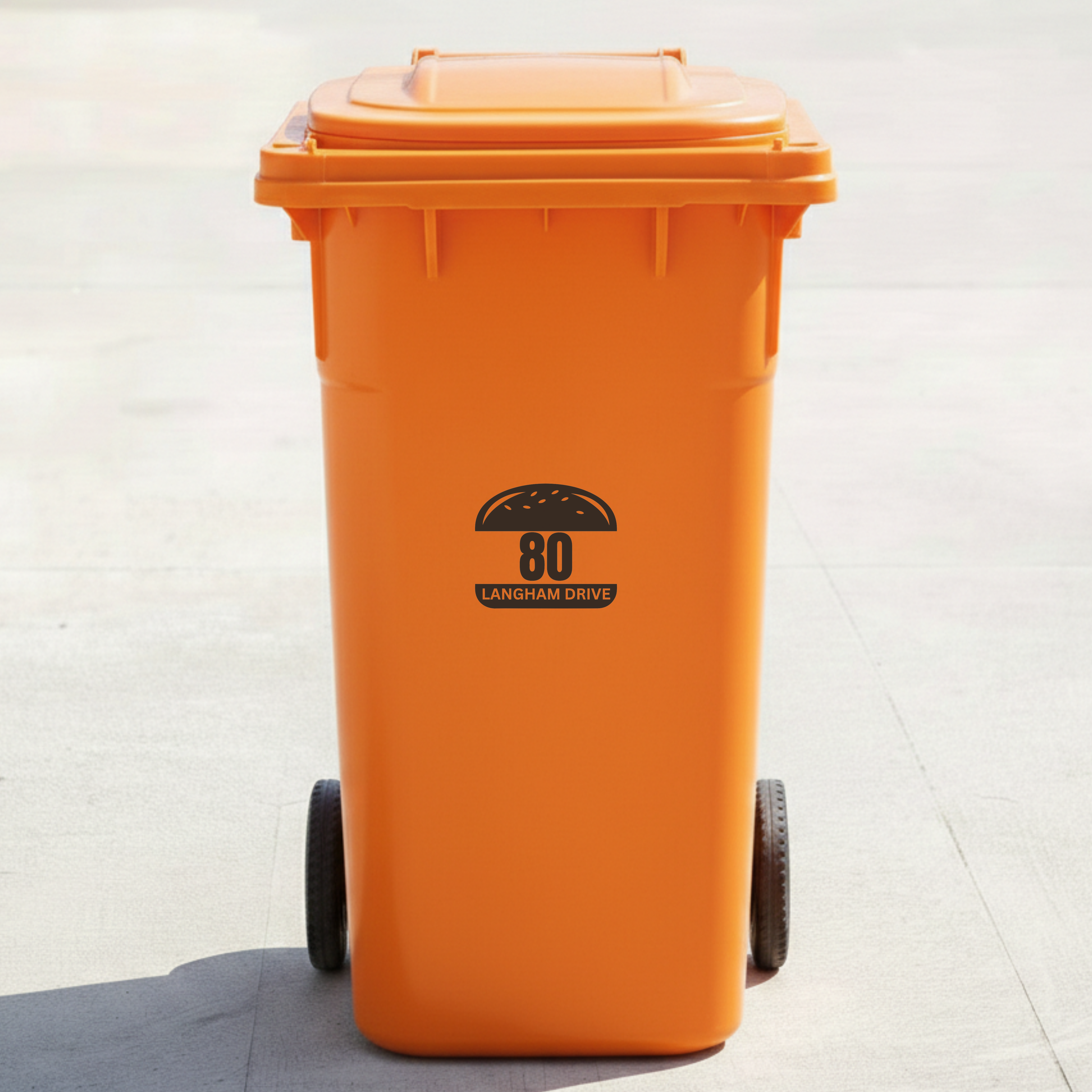 Hamburger Bin Decal Sticker with Personalised House Number & Street Name