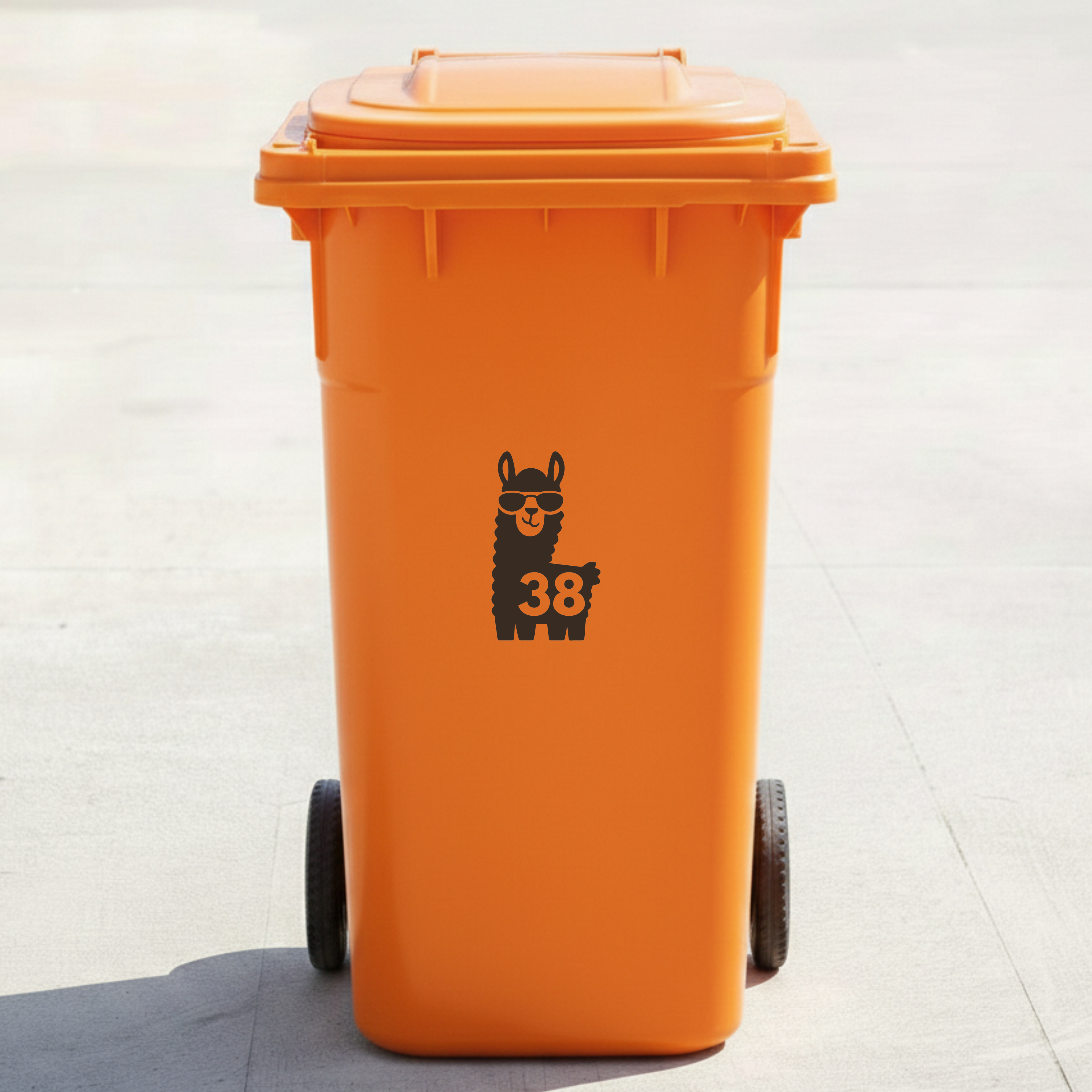 Llama Bin Decal Sticker with Personalised House Number