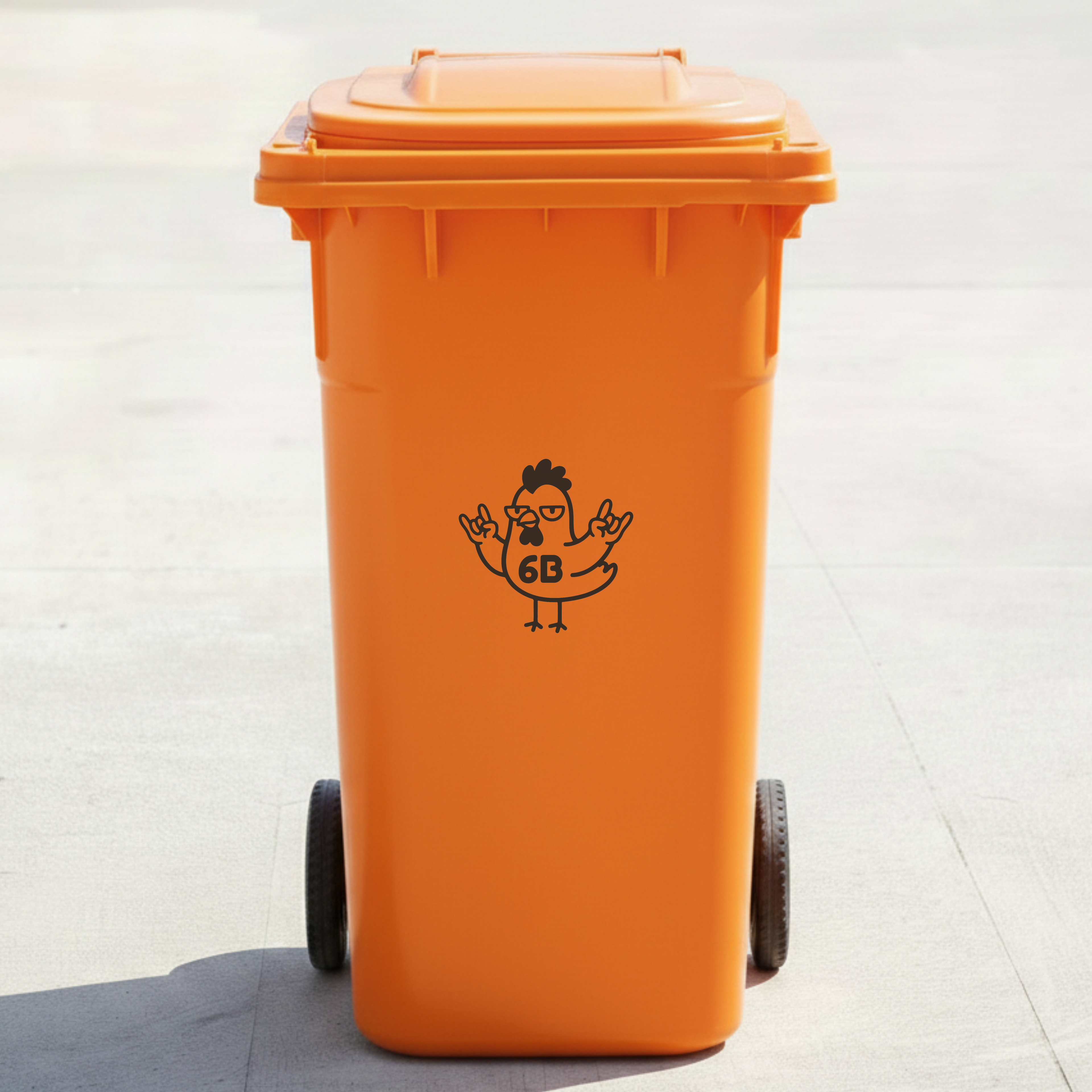 Rock & Roll Chicken Bin Decal Sticker with Personalised House Number