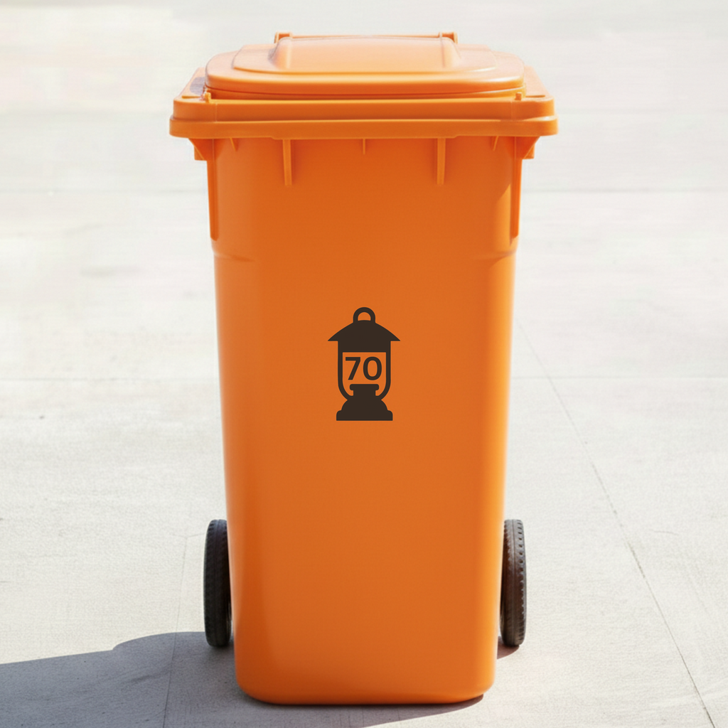 Lantern Bin Decal Sticker with Personalised House Number