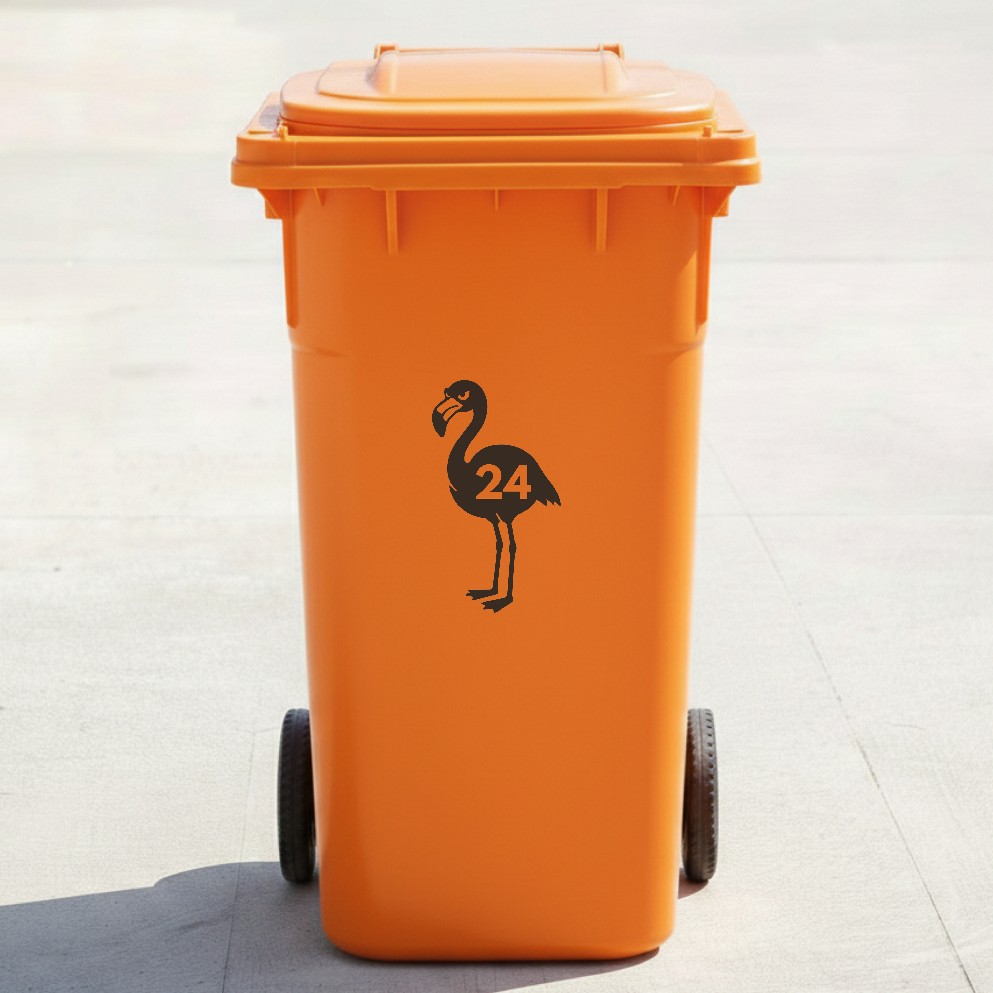 Flamingo Bin Decal Sticker with Personalised House Number