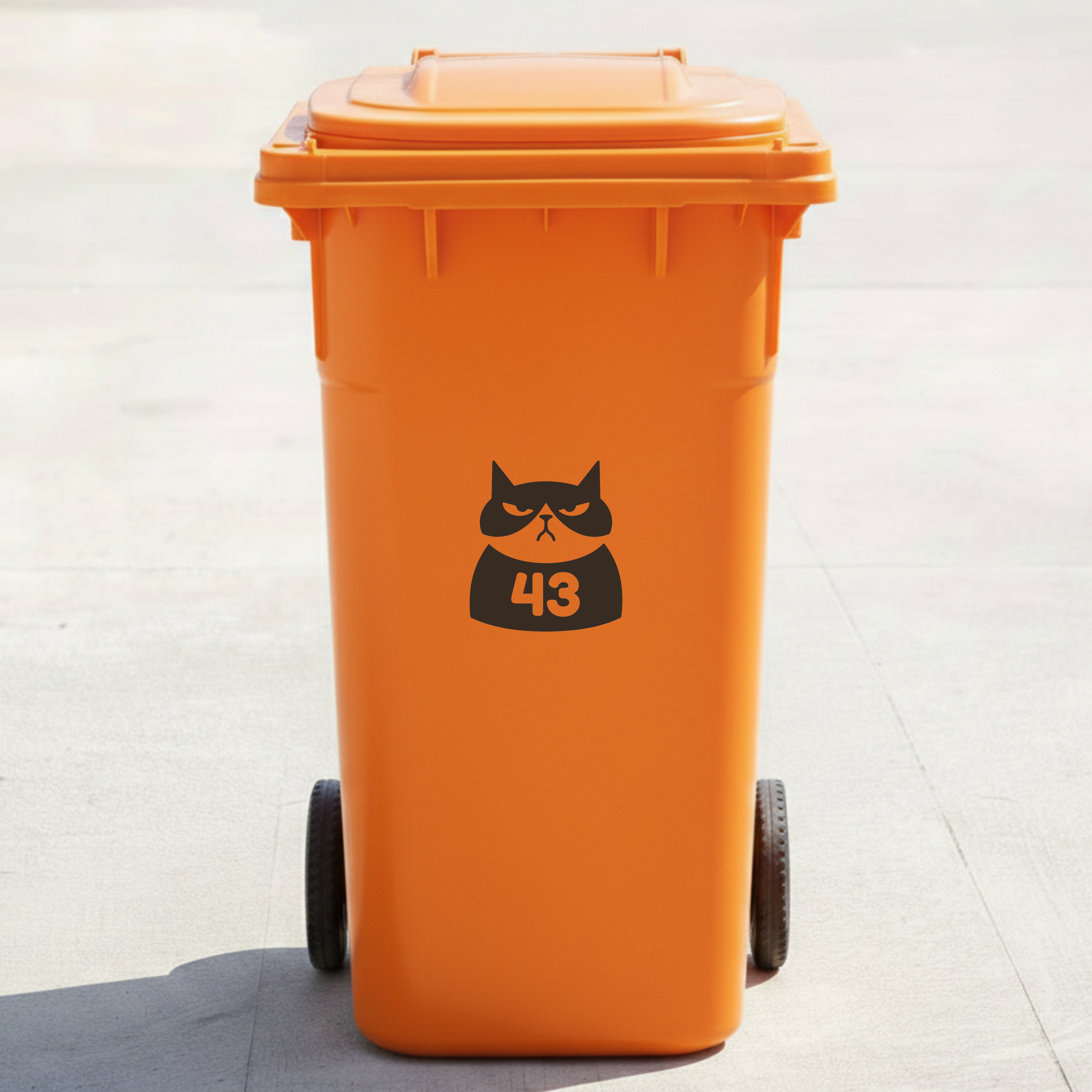 Grumpy Cat Bin Decal Sticker with Personalised House Number