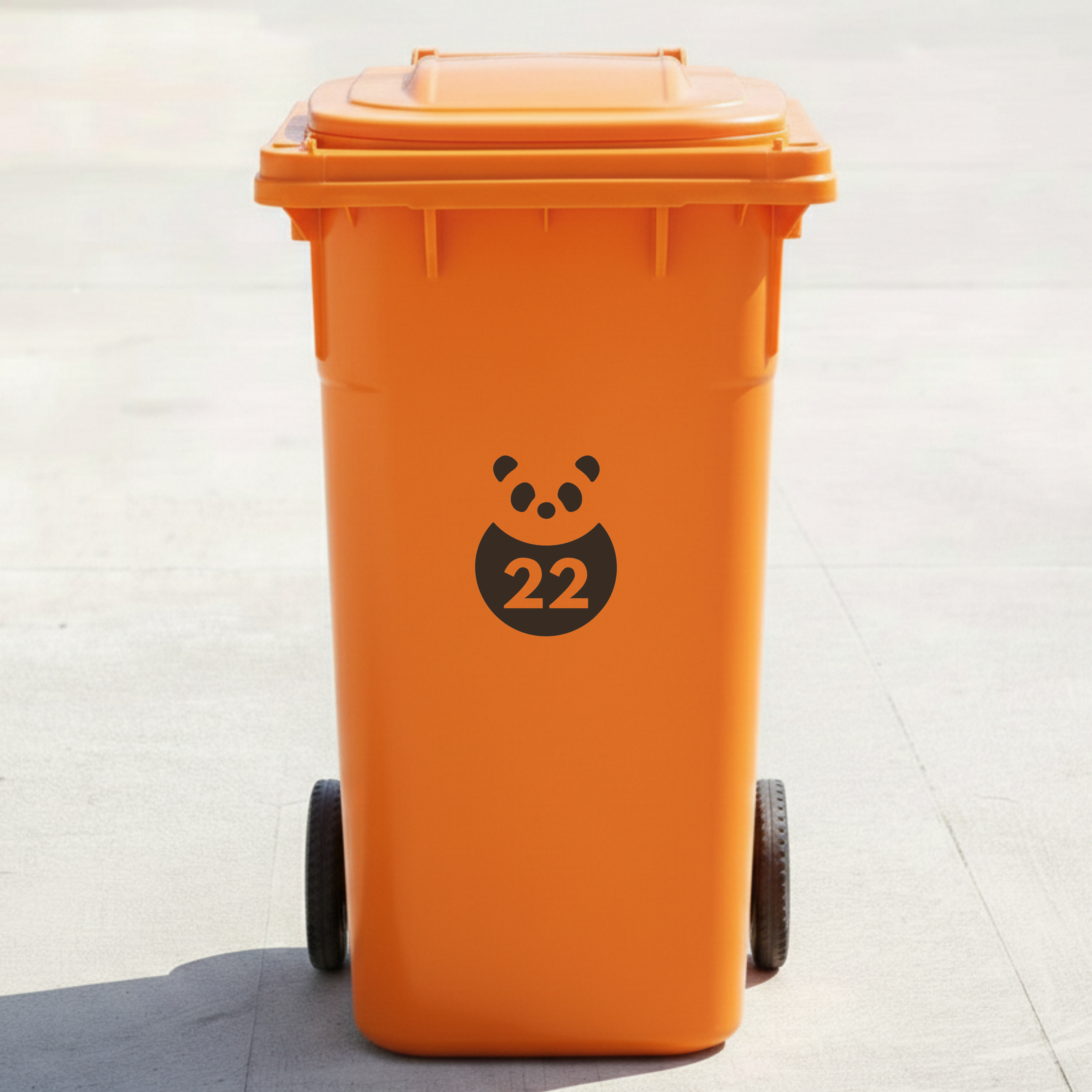 Cute Panda Bin Decal Sticker with Personalised House Number