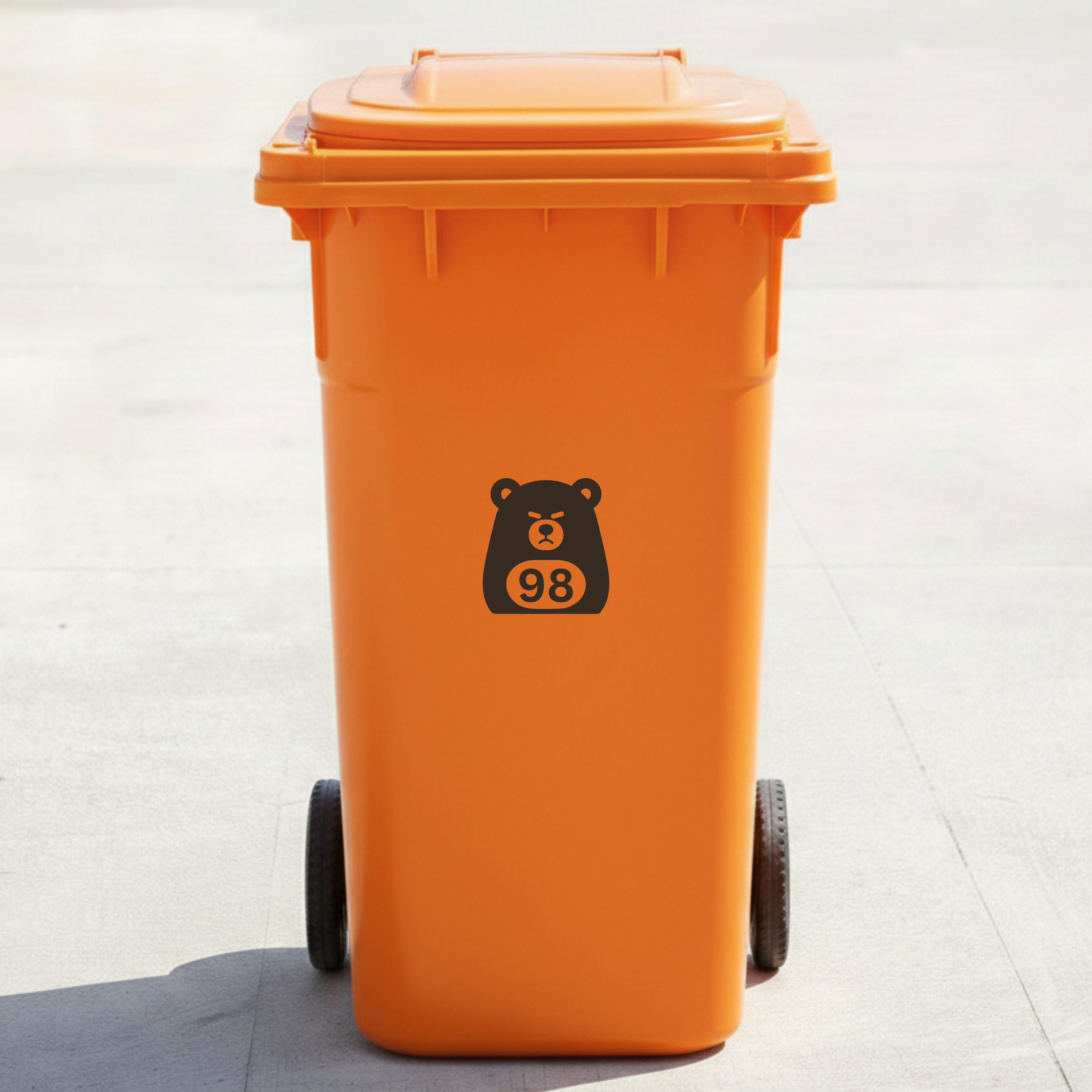 Angry Bear Bin Decal Sticker with Personalised House Number