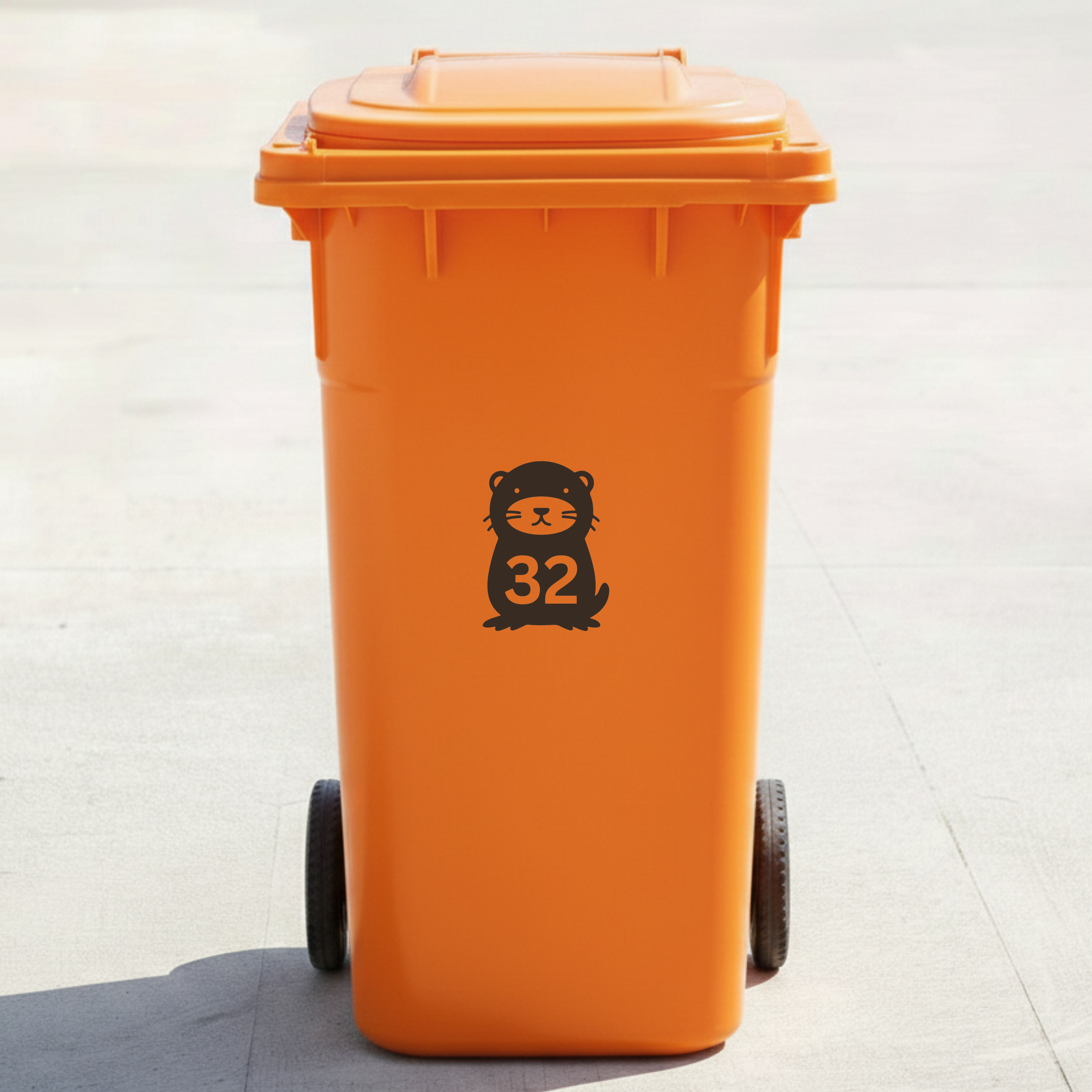 Otter Bin Decal Sticker with Personalised House Number