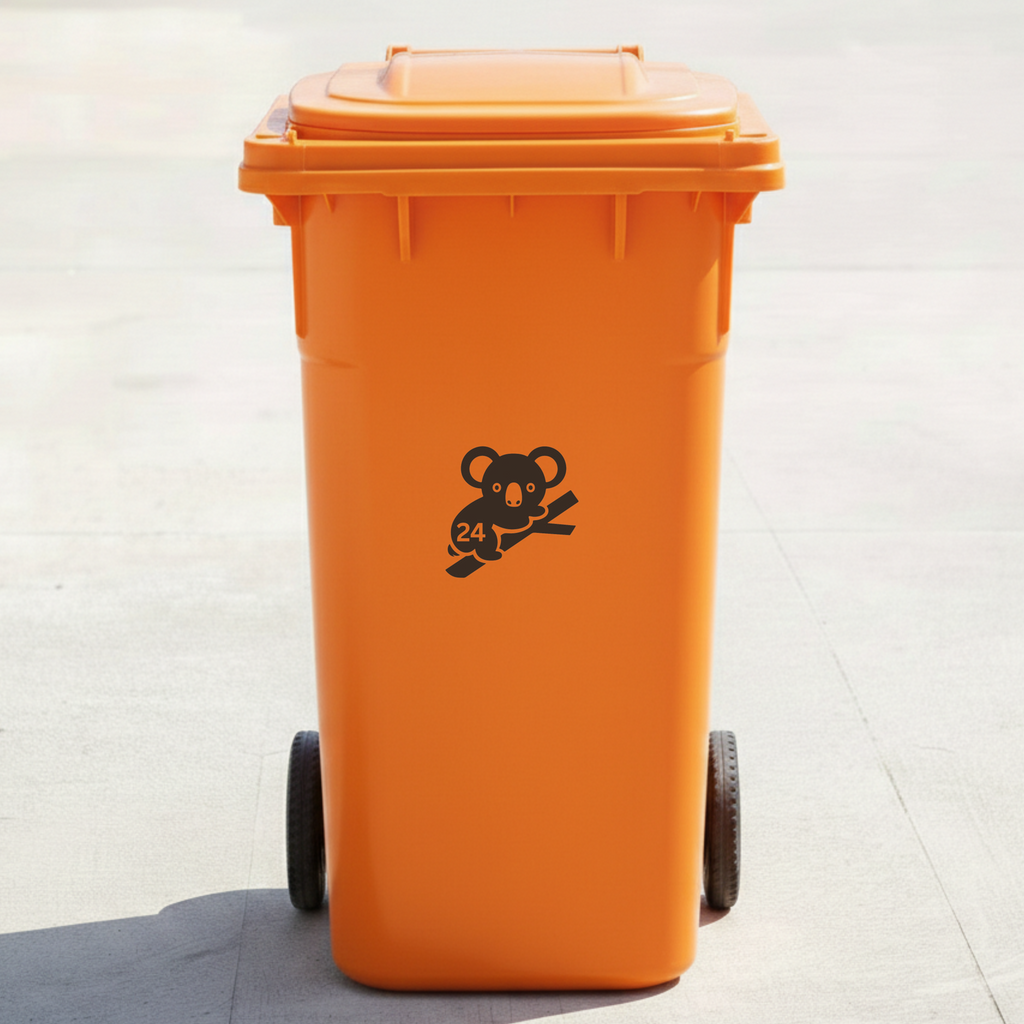 Koala Bin Decal Sticker with Personalised House Number